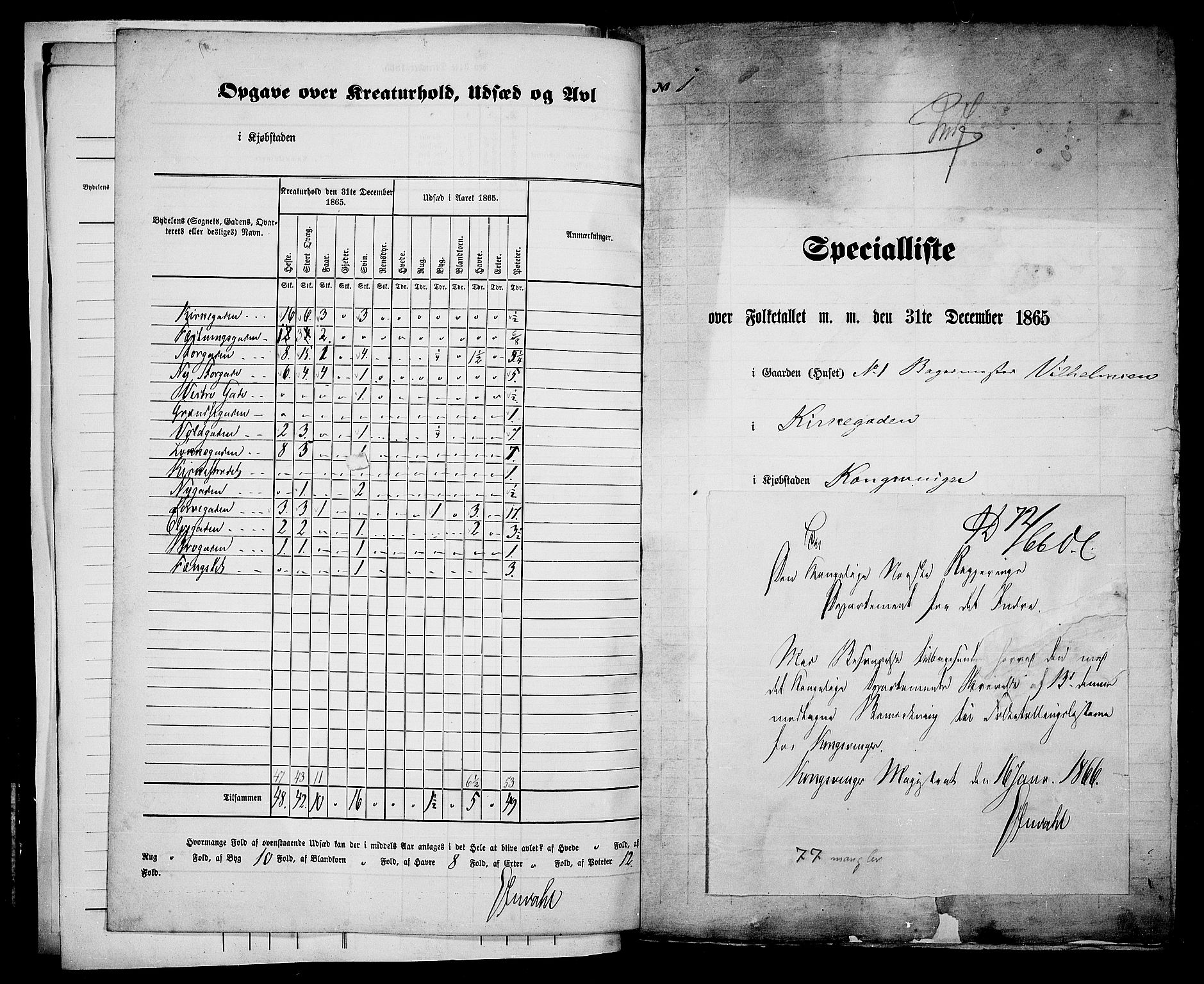 RA, Folketelling 1865 for 0402B Vinger prestegjeld, Kongsvinger kjøpstad, 1865, s. 7