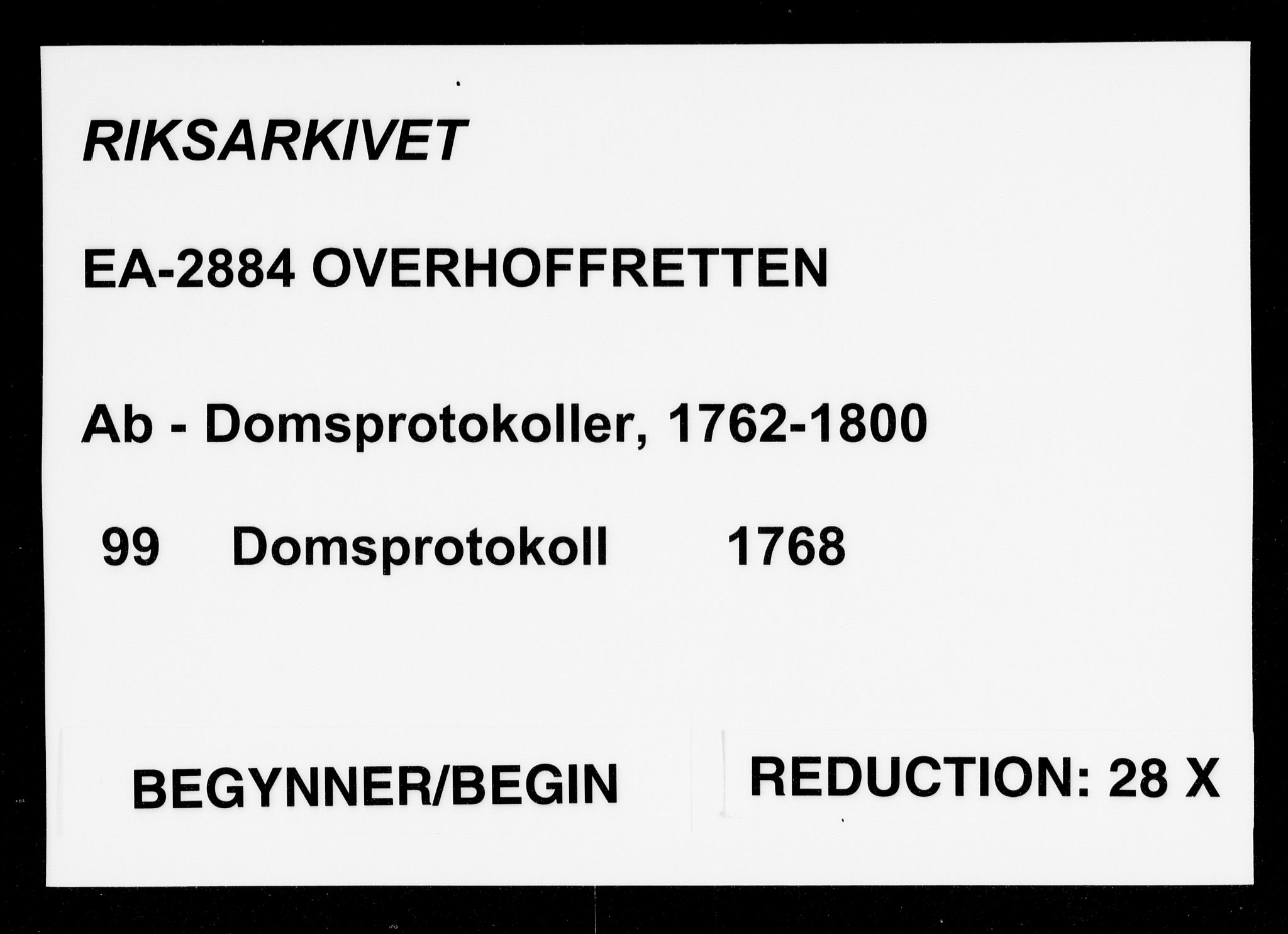 Overhoffretten 1667-1797, AV/RA-EA-2884/Ab/L0099: Domsprotokoll, 1768