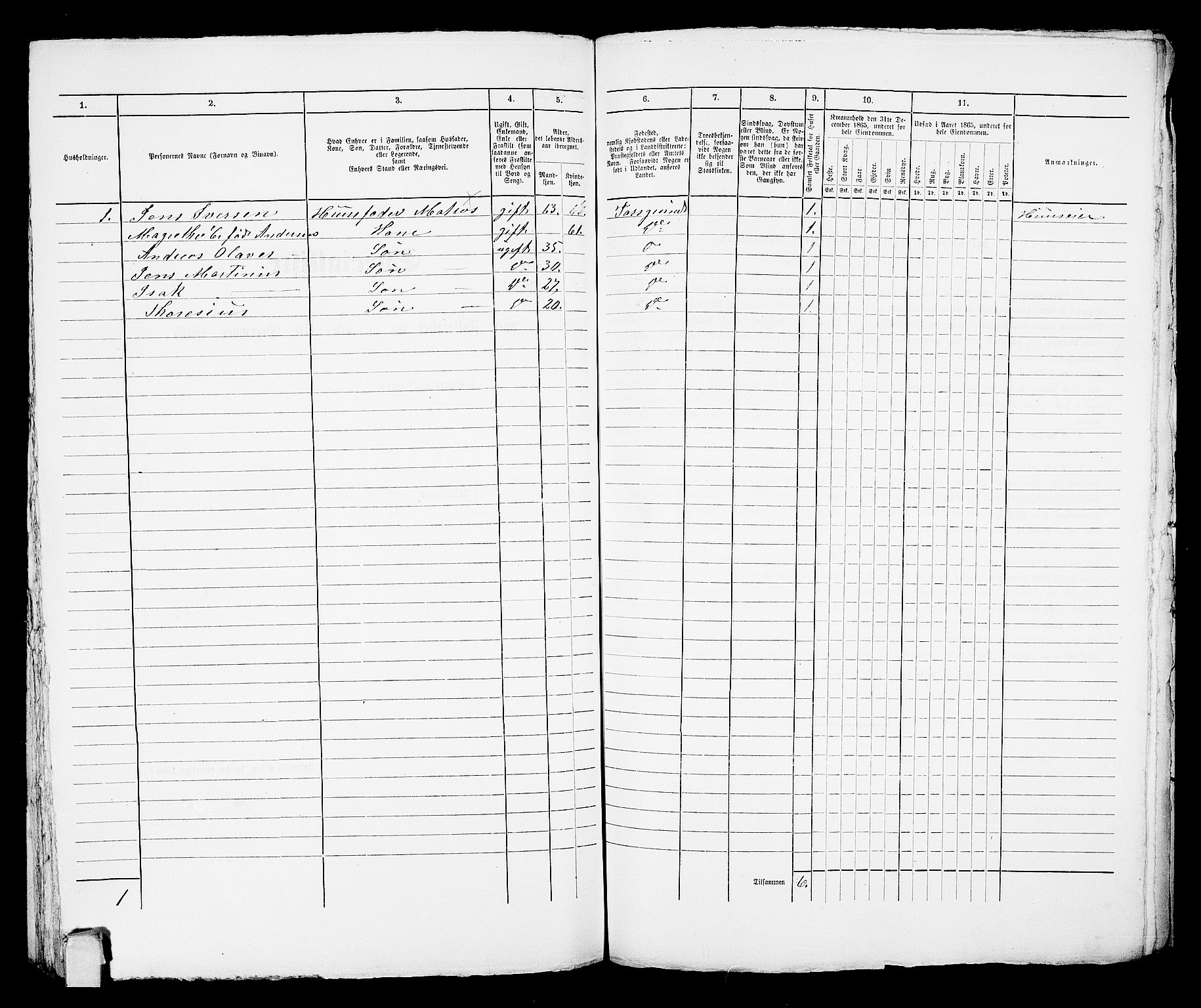 RA, Folketelling 1865 for 0805P Porsgrunn prestegjeld, 1865, s. 734