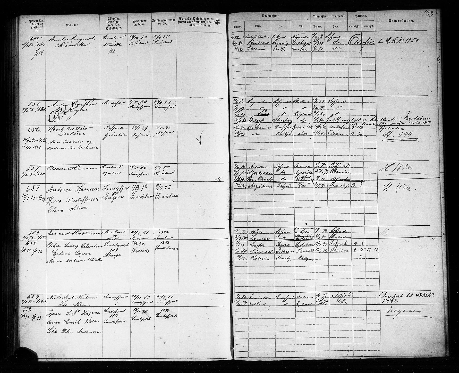 Sandefjord innrulleringskontor, AV/SAKO-A-788/F/Fa/L0003: Annotasjonsrulle, 1872-1879, s. 139