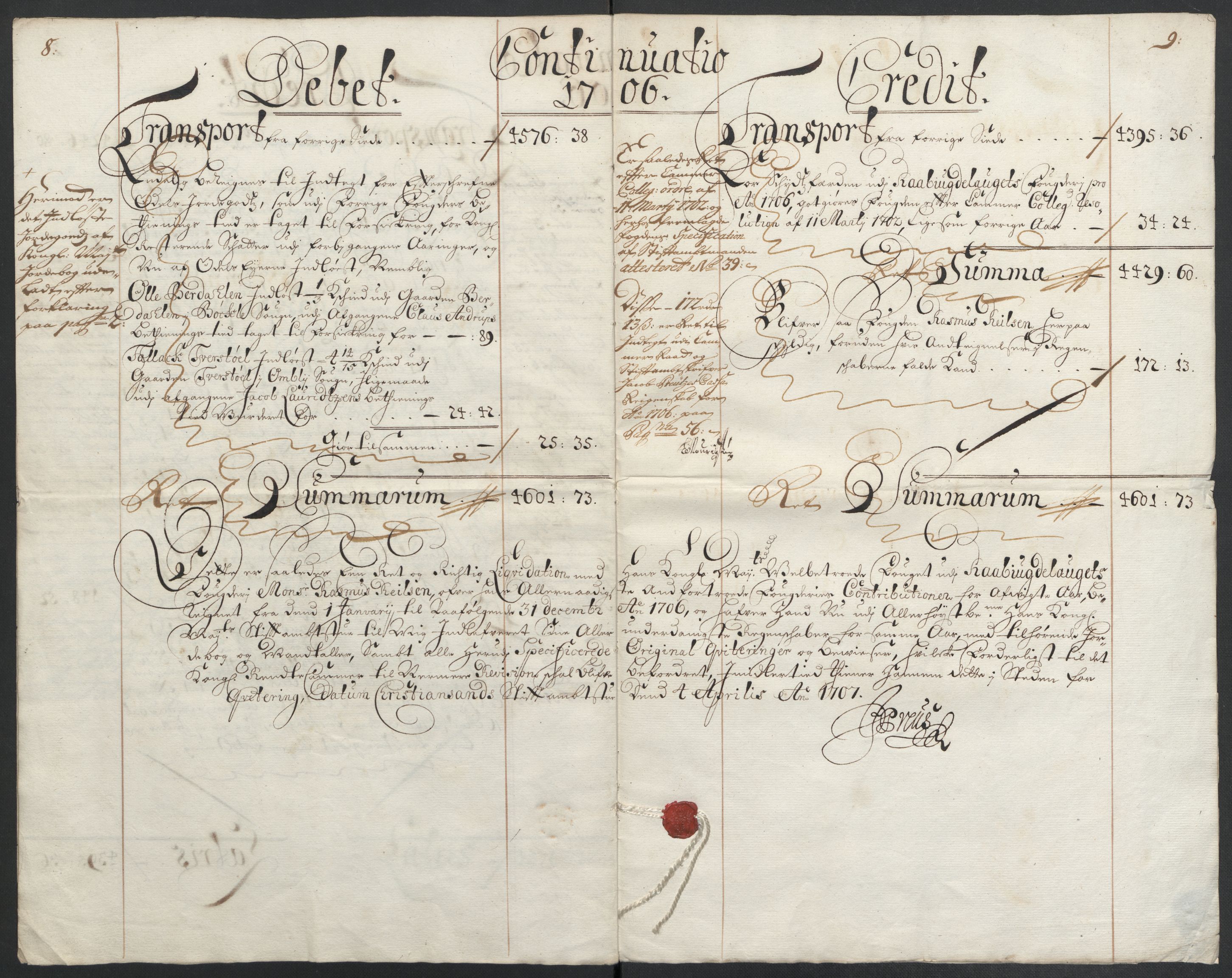 Rentekammeret inntil 1814, Reviderte regnskaper, Fogderegnskap, AV/RA-EA-4092/R40/L2448: Fogderegnskap Råbyggelag, 1706-1708, s. 7