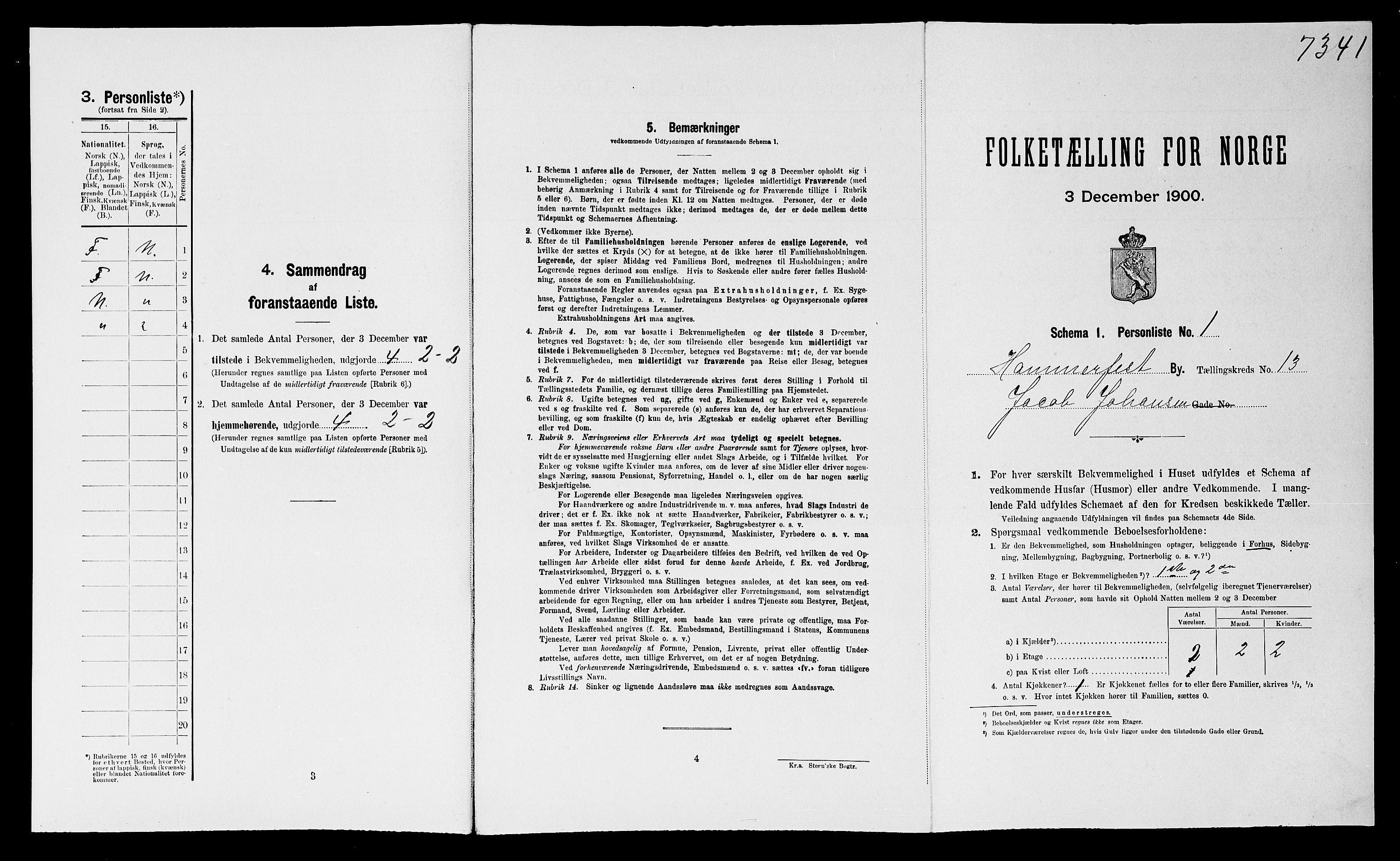 SATØ, Folketelling 1900 for 2001 Hammerfest kjøpstad, 1900, s. 991