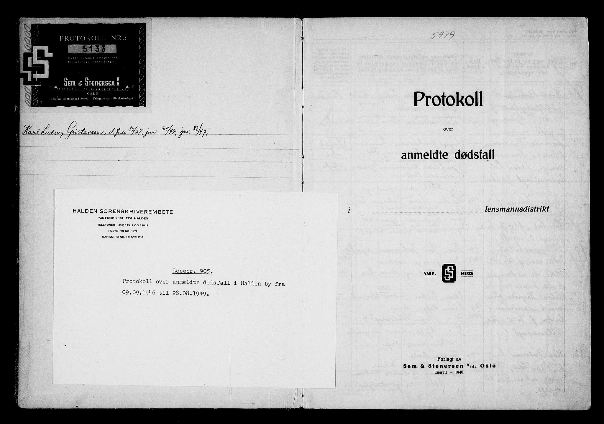 Idd og Marker sorenskriveri, AV/SAO-A-10283/H/Ha/Haa/L0001/0008: Dødsanmeldelsesprotokoller / Dødsanmeldelsesprotokoll, 1946-1949