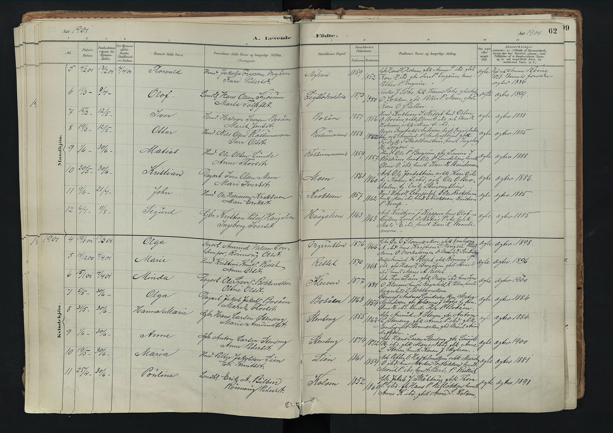 Nord-Fron prestekontor, AV/SAH-PREST-080/H/Ha/Haa/L0003: Ministerialbok nr. 3, 1884-1914, s. 62