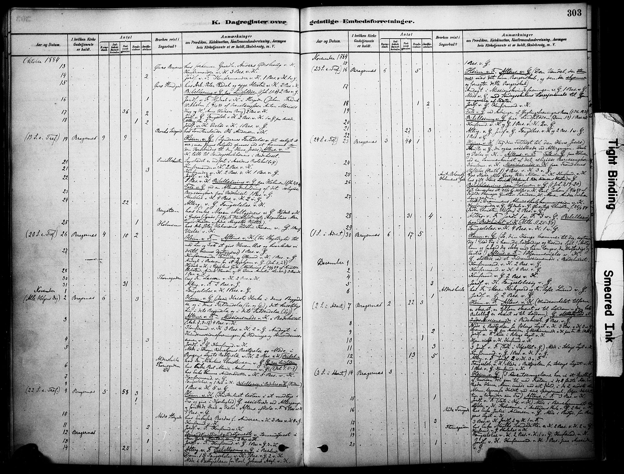 Bragernes kirkebøker, AV/SAKO-A-6/F/Fc/L0005: Ministerialbok nr. III 5, 1878-1890, s. 303