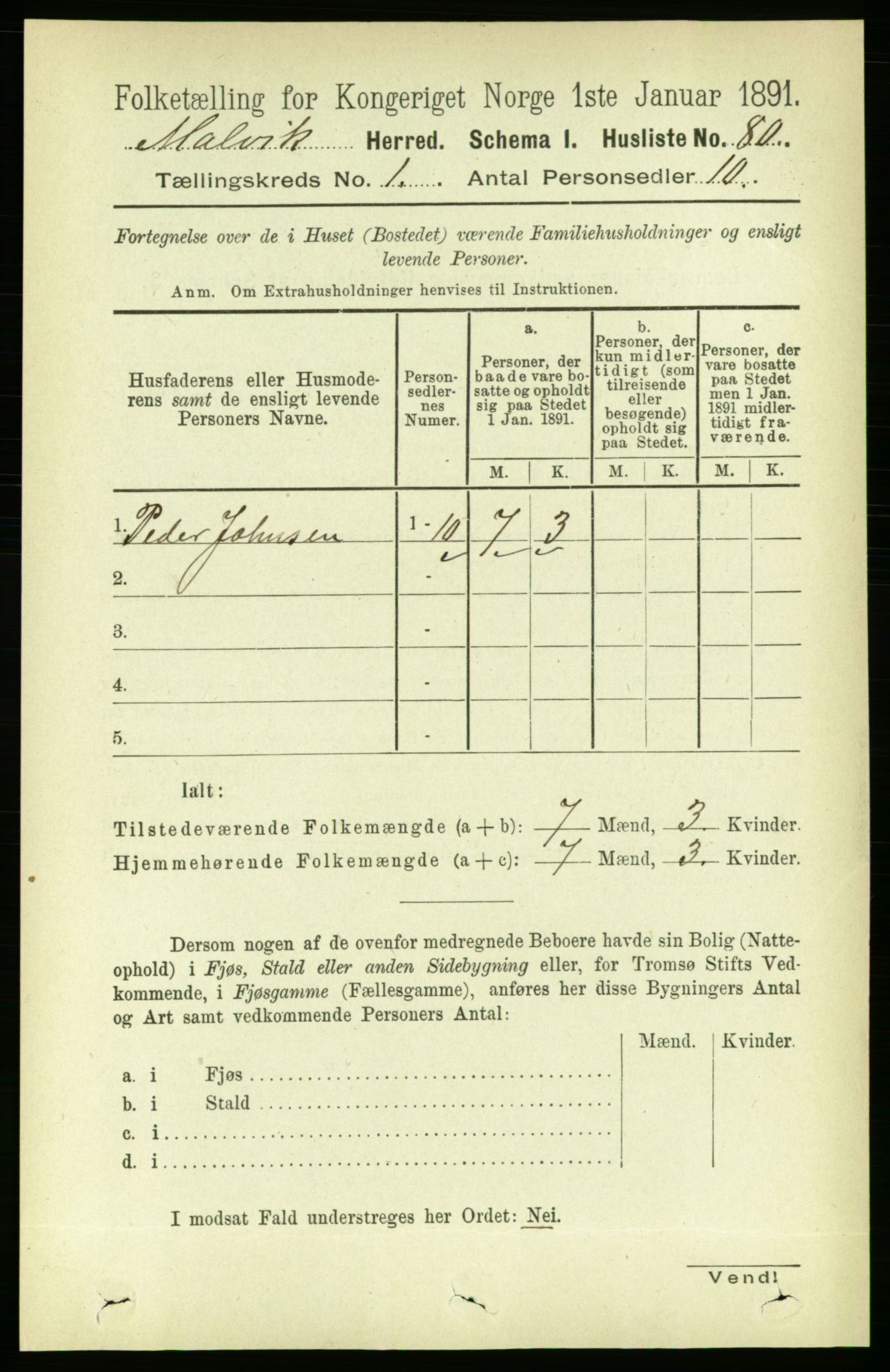 RA, Folketelling 1891 for 1663 Malvik herred, 1891, s. 99