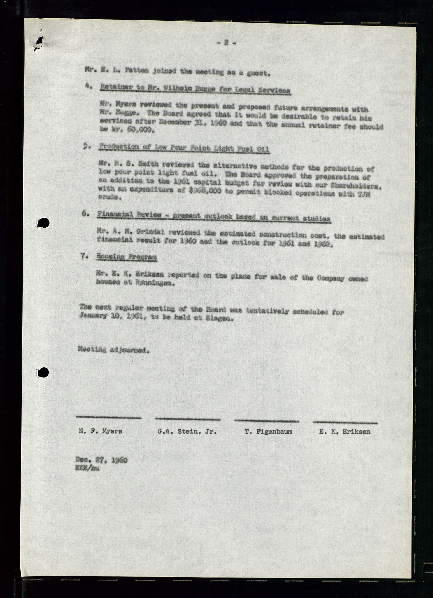 PA 1537 - A/S Essoraffineriet Norge, AV/SAST-A-101957/A/Aa/L0001/0001: Styremøter / Styremøter, board meetings, 1959-1961, s. 80