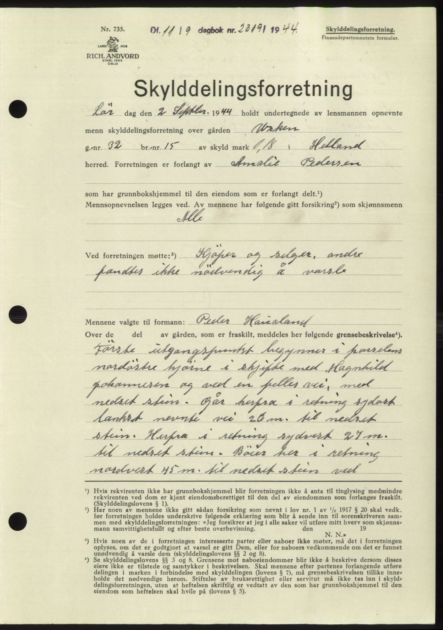Jæren sorenskriveri, SAST/A-100310/03/G/Gba/L0087: Pantebok, 1944-1945, Dagboknr: 2319/1944