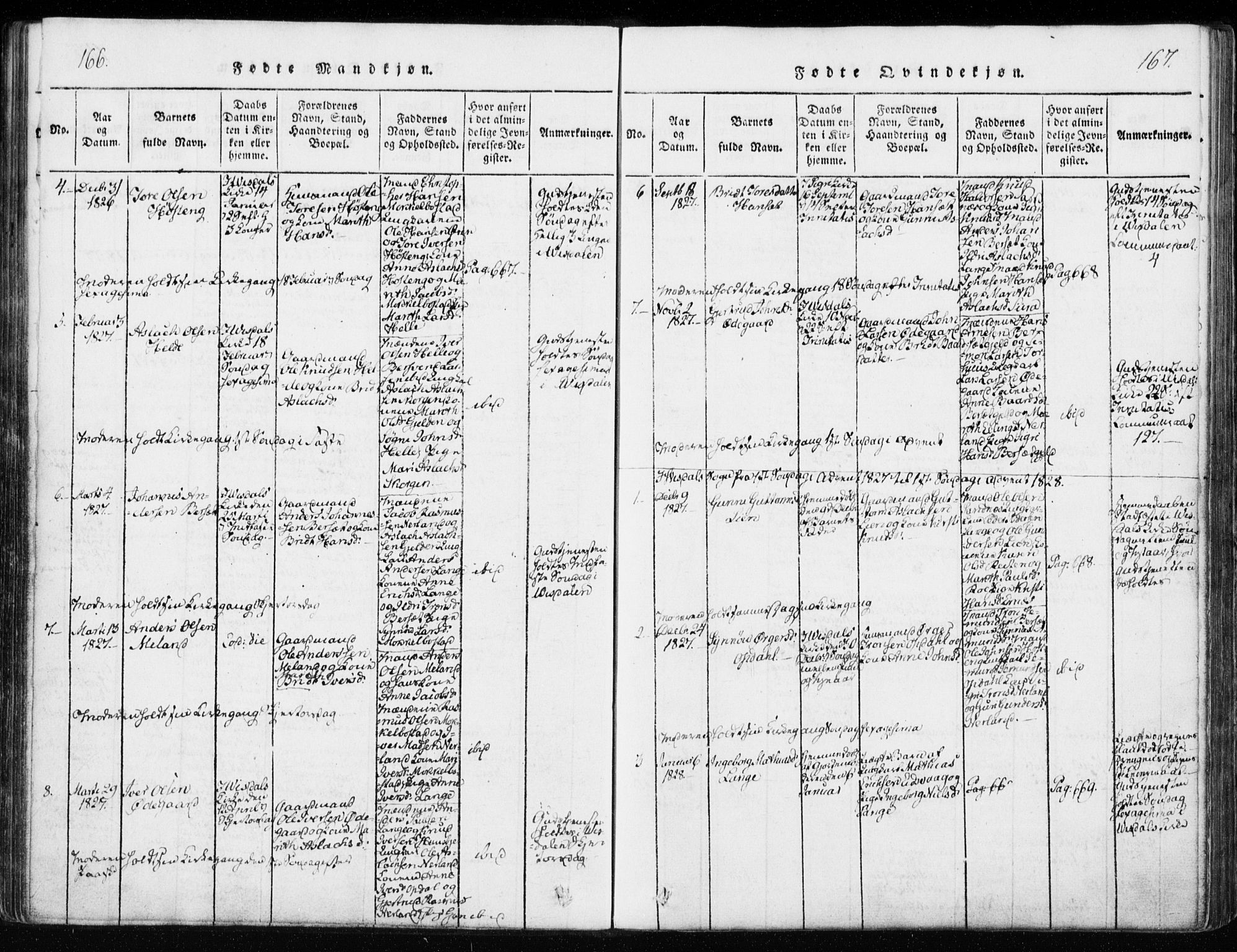 Ministerialprotokoller, klokkerbøker og fødselsregistre - Møre og Romsdal, AV/SAT-A-1454/551/L0623: Ministerialbok nr. 551A03, 1818-1831, s. 166-167
