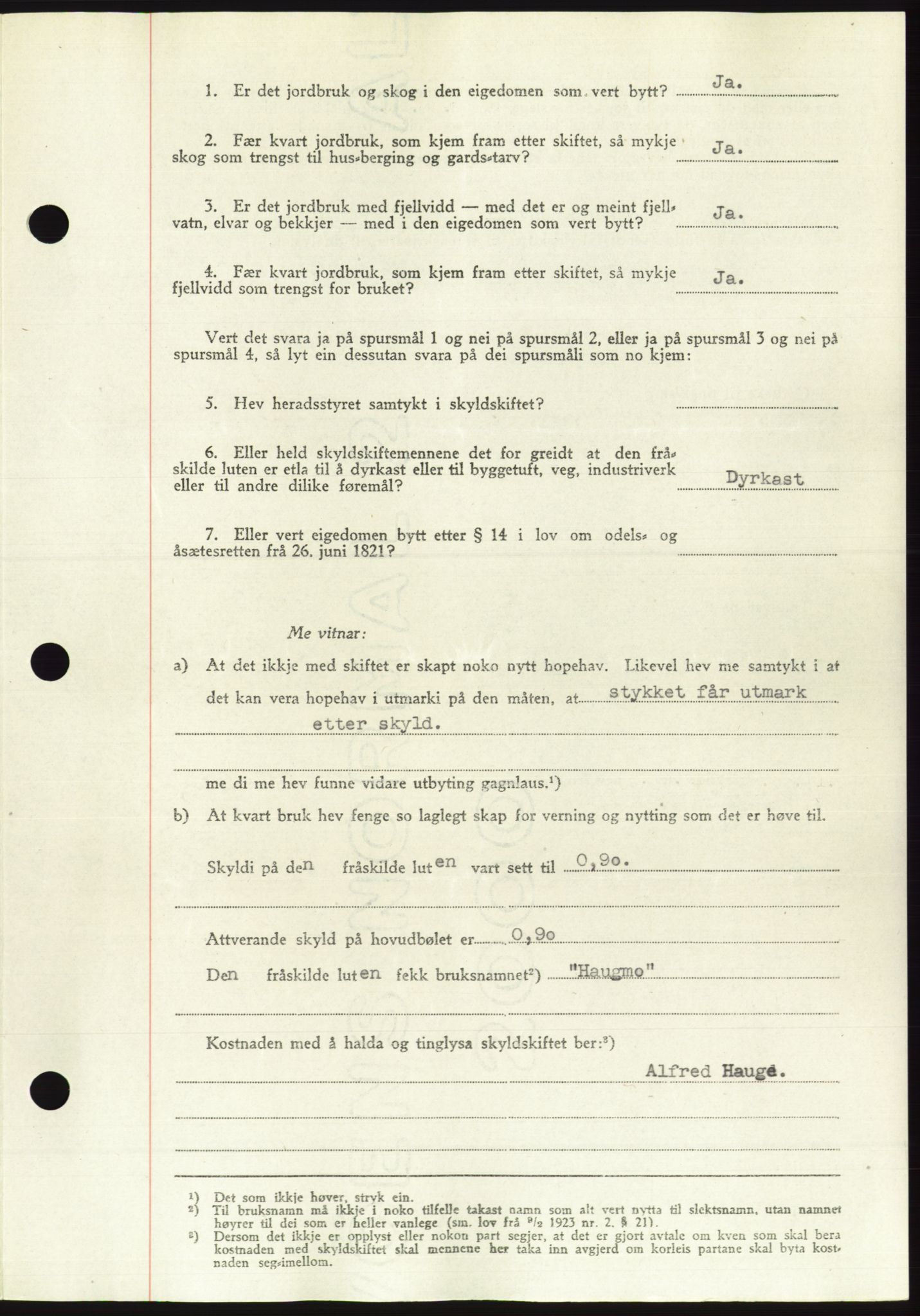 Søre Sunnmøre sorenskriveri, AV/SAT-A-4122/1/2/2C/L0084: Pantebok nr. 10A, 1949-1949, Dagboknr: 633/1949