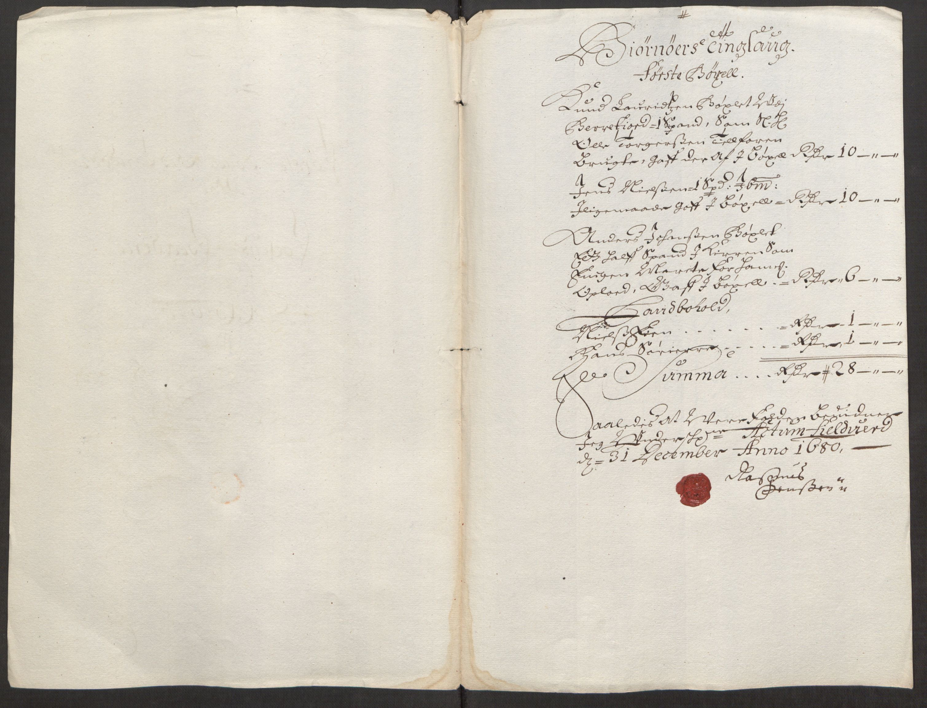 Rentekammeret inntil 1814, Reviderte regnskaper, Stiftamtstueregnskaper, Trondheim stiftamt og Nordland amt, AV/RA-EA-6044/R/Rf/L0059: Trondheim stiftamt, 1680