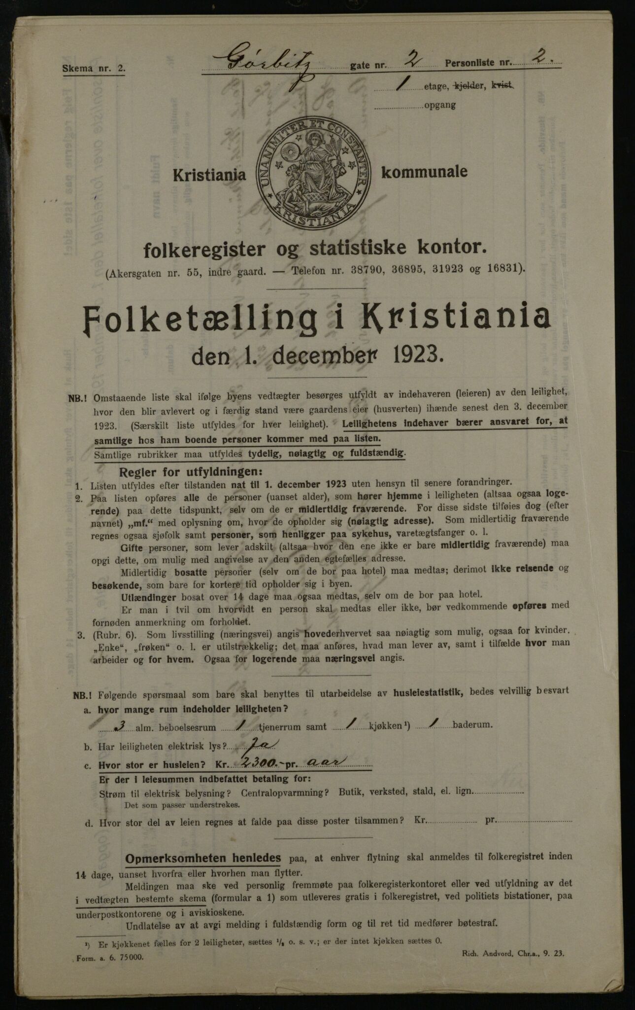 OBA, Kommunal folketelling 1.12.1923 for Kristiania, 1923, s. 36589