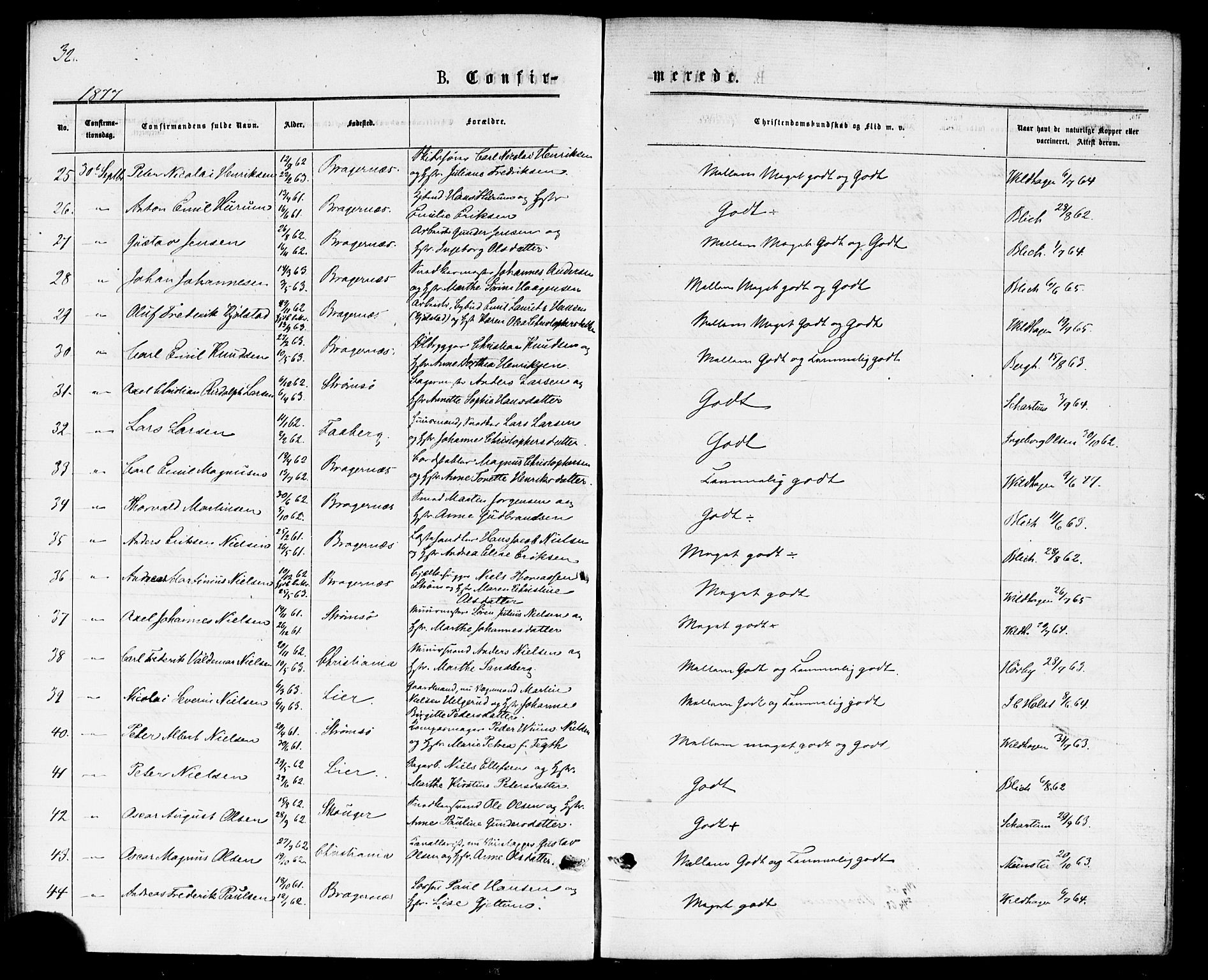 Bragernes kirkebøker, AV/SAKO-A-6/F/Fc/L0004: Ministerialbok nr. III 4, 1875-1877, s. 32