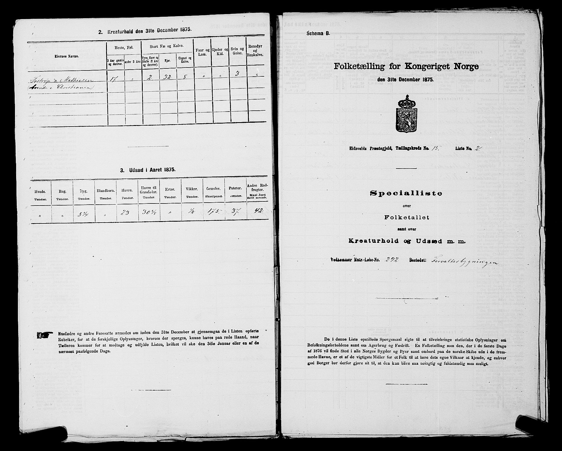 RA, Folketelling 1875 for 0237P Eidsvoll prestegjeld, 1875, s. 2461