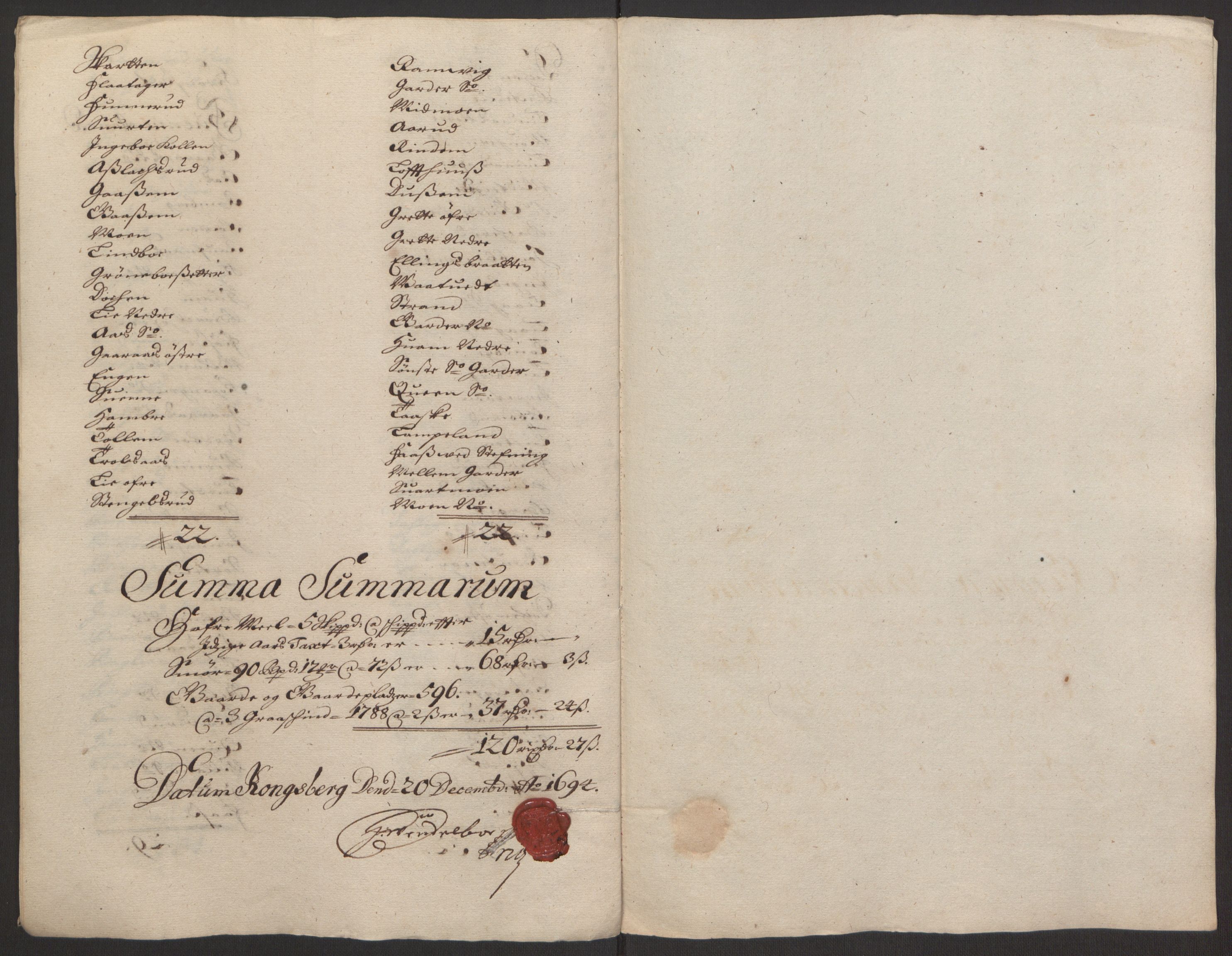 Rentekammeret inntil 1814, Reviderte regnskaper, Fogderegnskap, AV/RA-EA-4092/R24/L1575: Fogderegnskap Numedal og Sandsvær, 1692-1695, s. 209