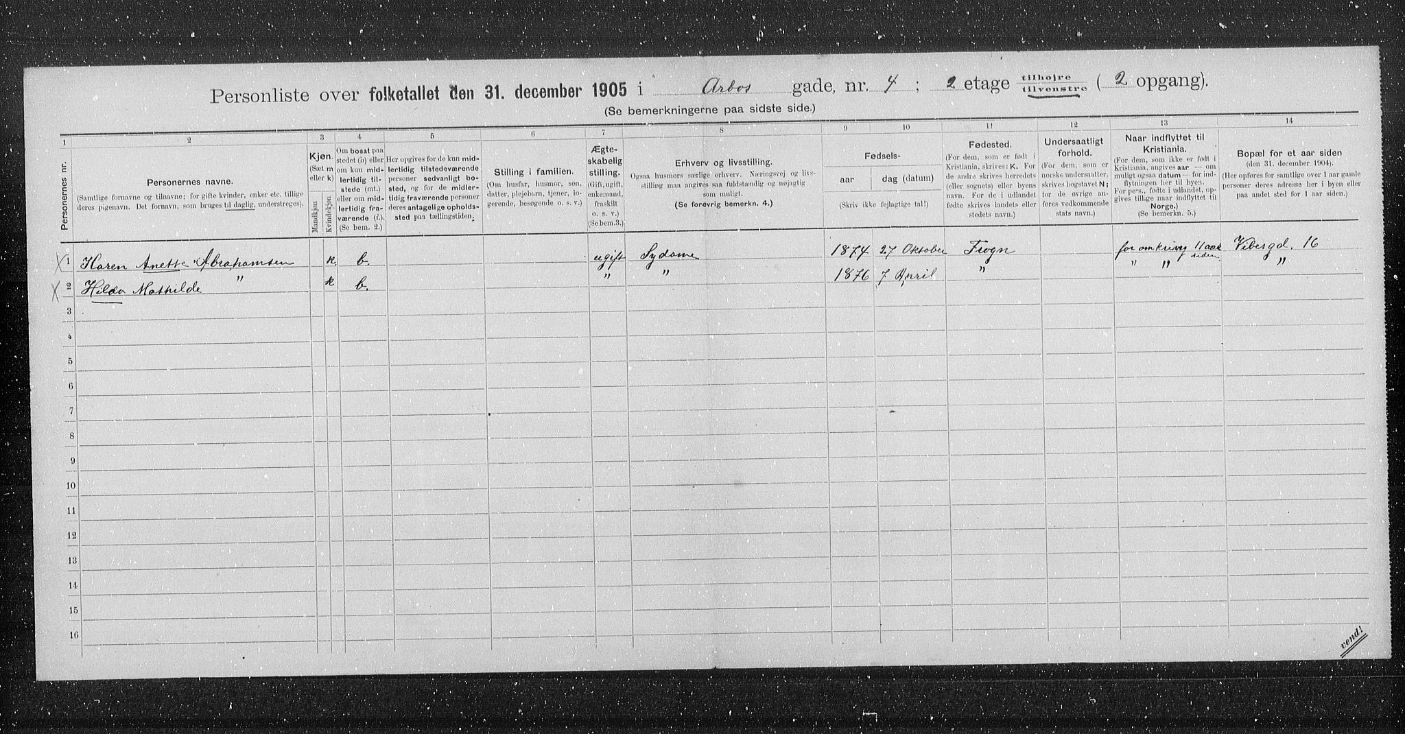 OBA, Kommunal folketelling 31.12.1905 for Kristiania kjøpstad, 1905, s. 1024