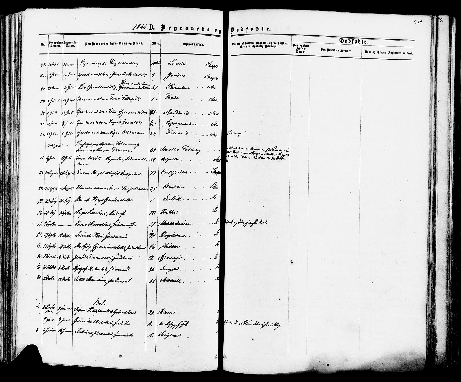 Mo kirkebøker, AV/SAKO-A-286/F/Fa/L0006: Ministerialbok nr. I 6, 1865-1885, s. 232