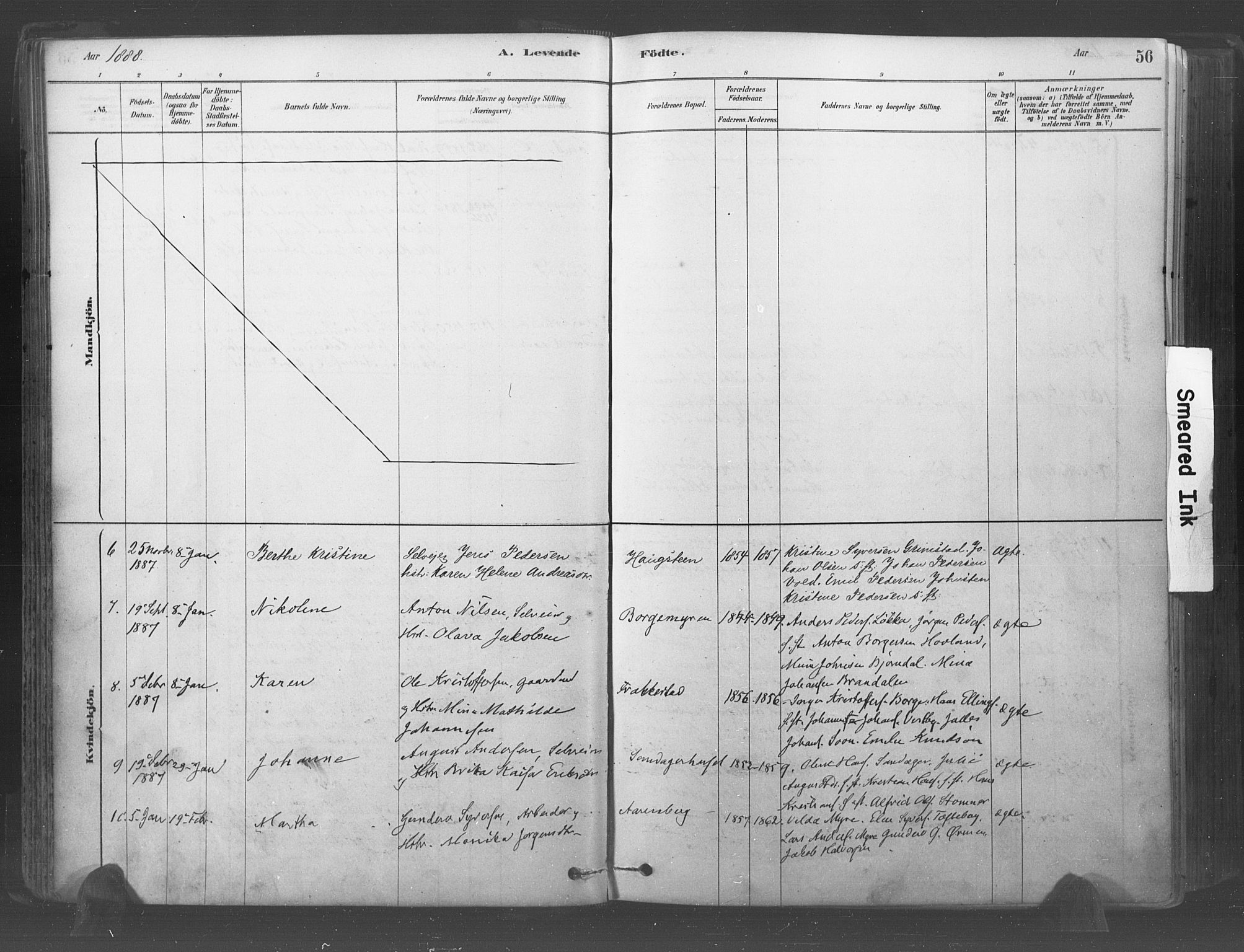 Råde prestekontor kirkebøker, AV/SAO-A-2009/F/Fa/L0007: Ministerialbok nr. 7, 1878-1902, s. 56