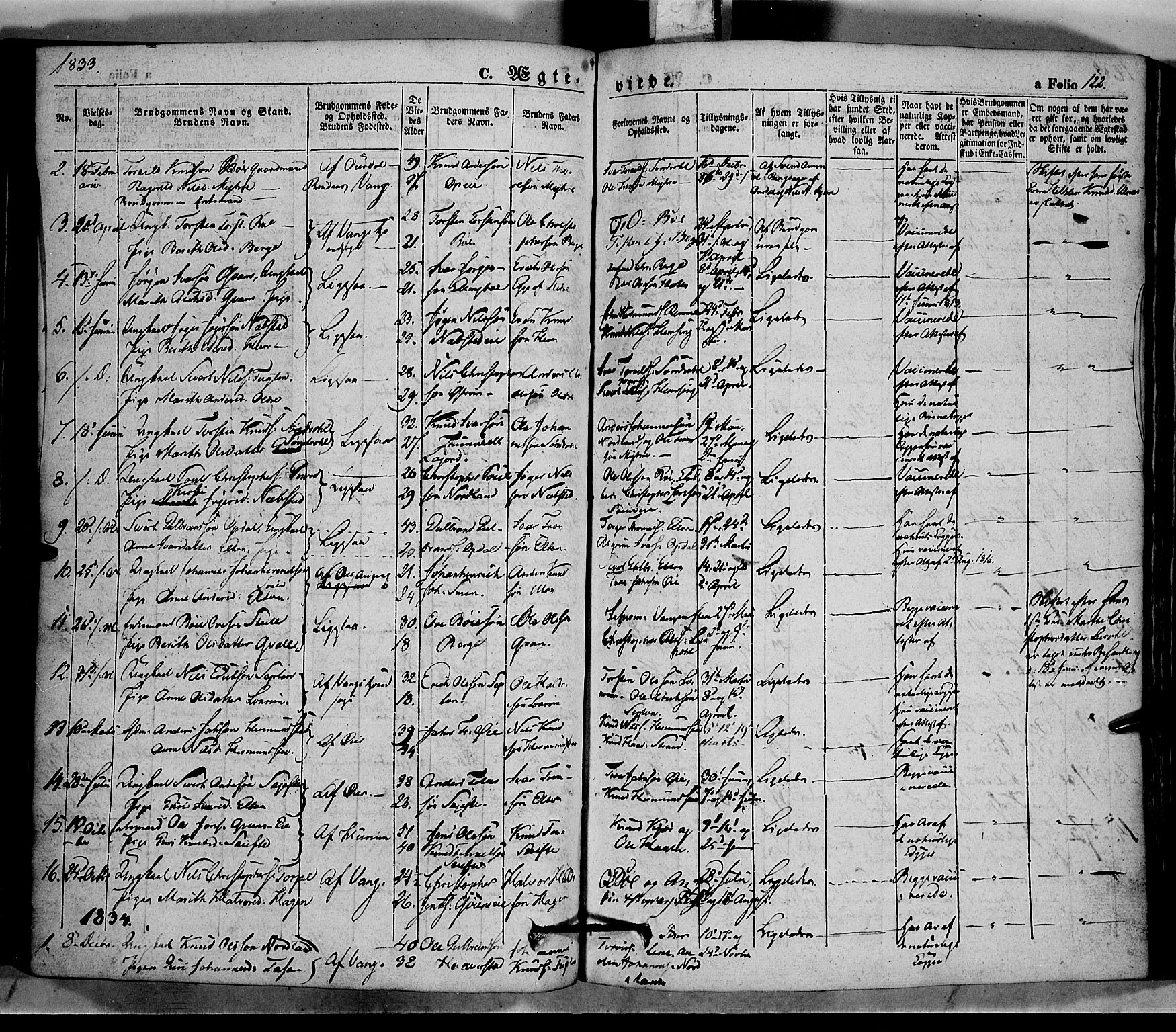 Vang prestekontor, Valdres, AV/SAH-PREST-140/H/Ha/L0005: Ministerialbok nr. 5, 1831-1845, s. 122