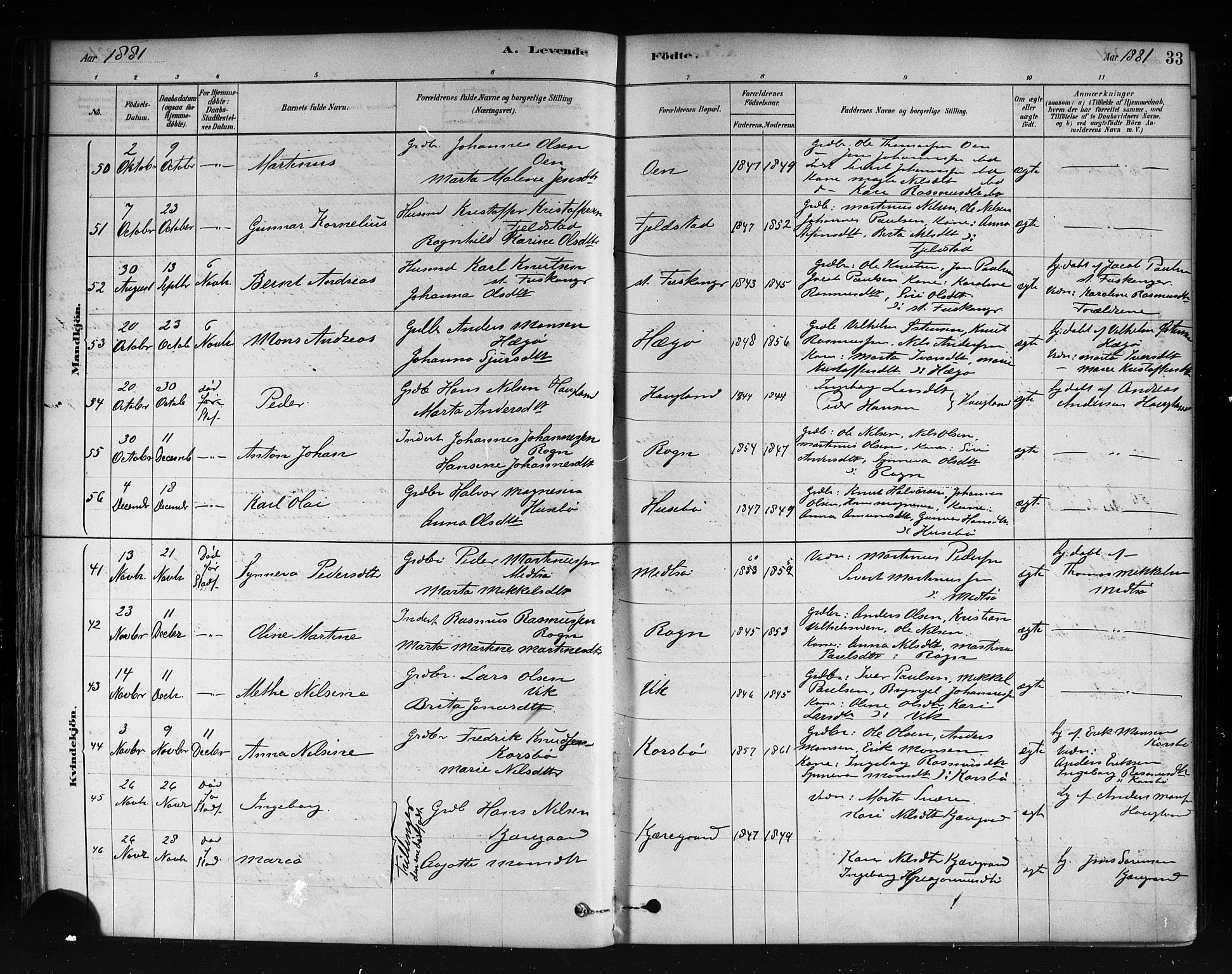 Herdla Sokneprestembete, AV/SAB-A-75701/H/Haa: Ministerialbok nr. A 3, 1878-1890, s. 33