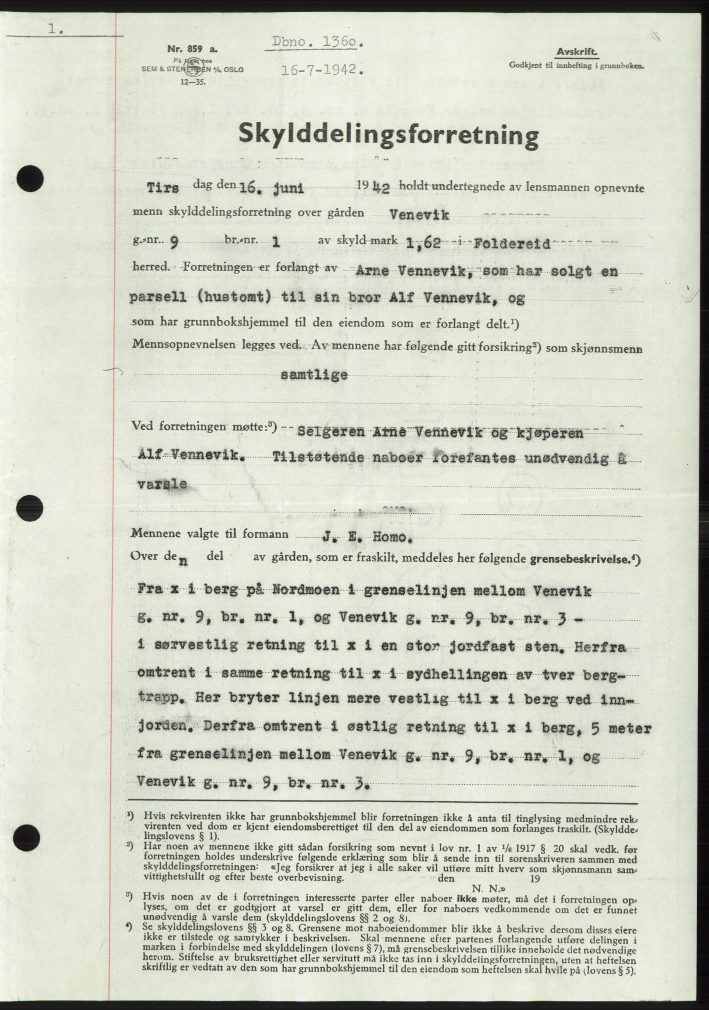 Namdal sorenskriveri, SAT/A-4133/1/2/2C: Pantebok nr. -, 1942-1943, Dagboknr: 1360/1942