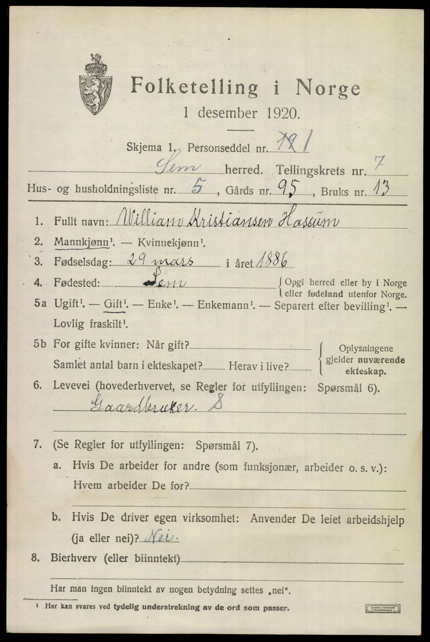 SAKO, Folketelling 1920 for 0721 Sem herred, 1920, s. 10379