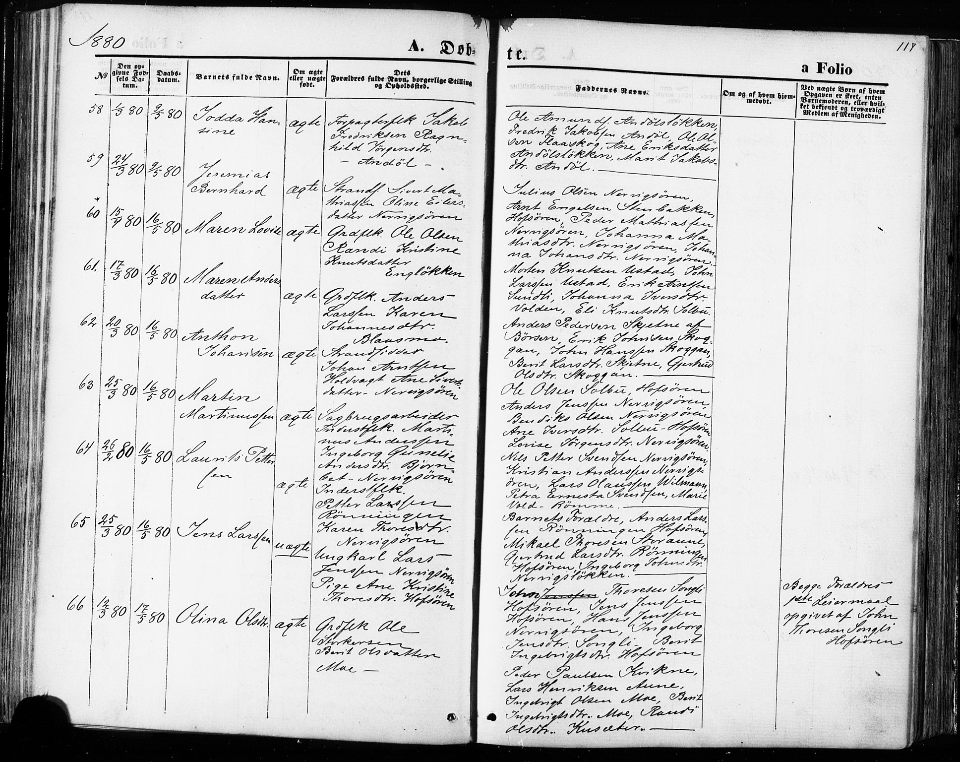 Ministerialprotokoller, klokkerbøker og fødselsregistre - Sør-Trøndelag, SAT/A-1456/668/L0807: Ministerialbok nr. 668A07, 1870-1880, s. 117