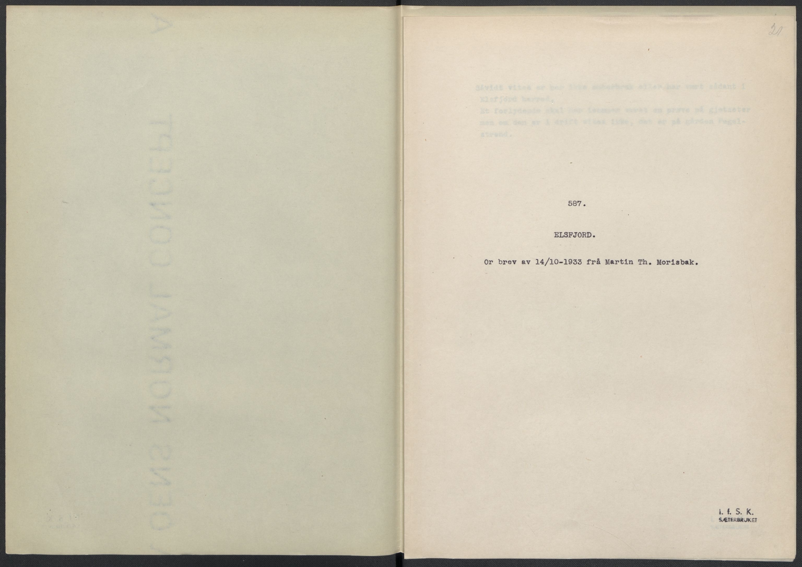 Instituttet for sammenlignende kulturforskning, AV/RA-PA-0424/F/Fc/L0016/0002: Eske B16: / Nordland (perm XLVII), 1932-1936, s. 21