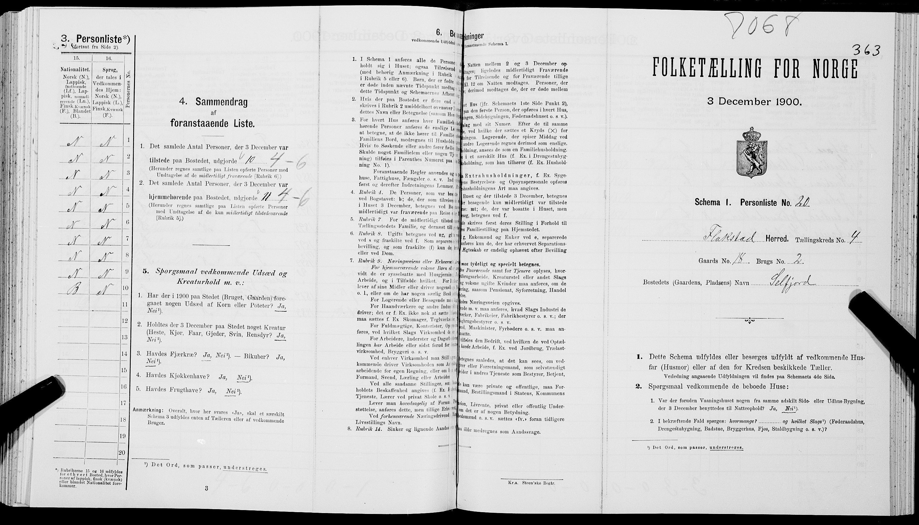 SAT, Folketelling 1900 for 1859 Flakstad herred, 1900, s. 383