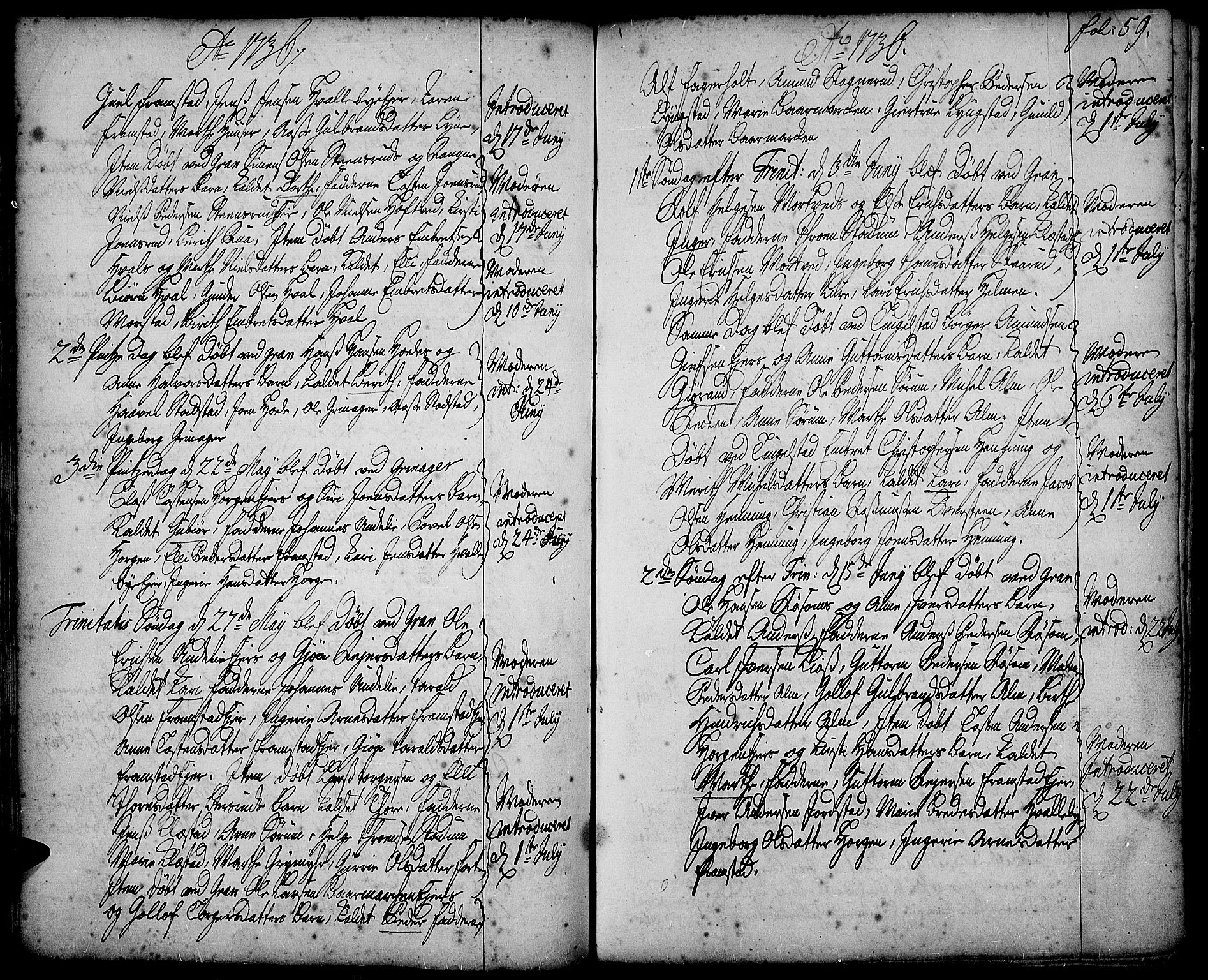 Gran prestekontor, AV/SAH-PREST-112/H/Ha/Haa/L0002: Ministerialbok nr. 2, 1732-1744, s. 59