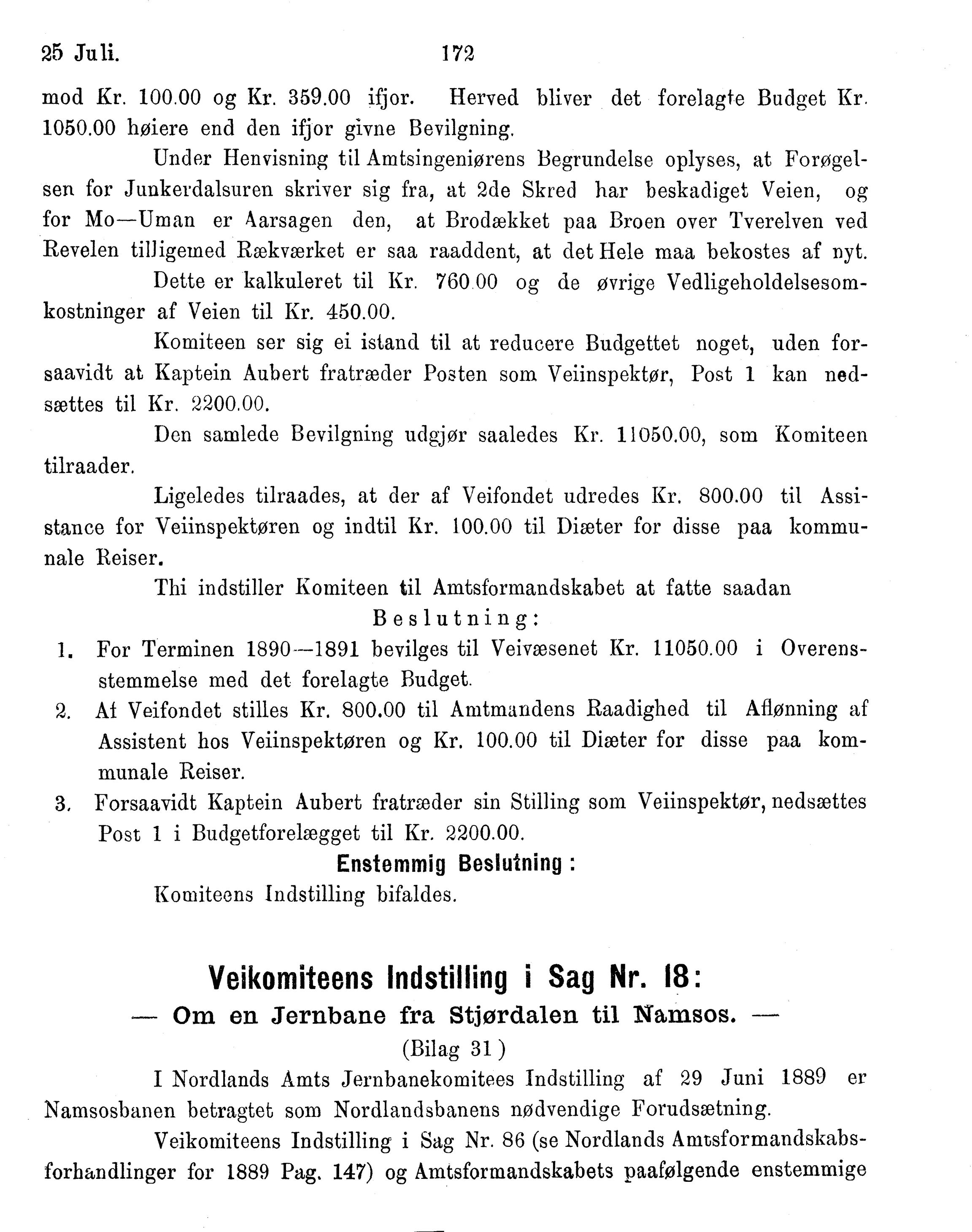 Nordland Fylkeskommune. Fylkestinget, AIN/NFK-17/176/A/Ac/L0015: Fylkestingsforhandlinger 1886-1890, 1886-1890