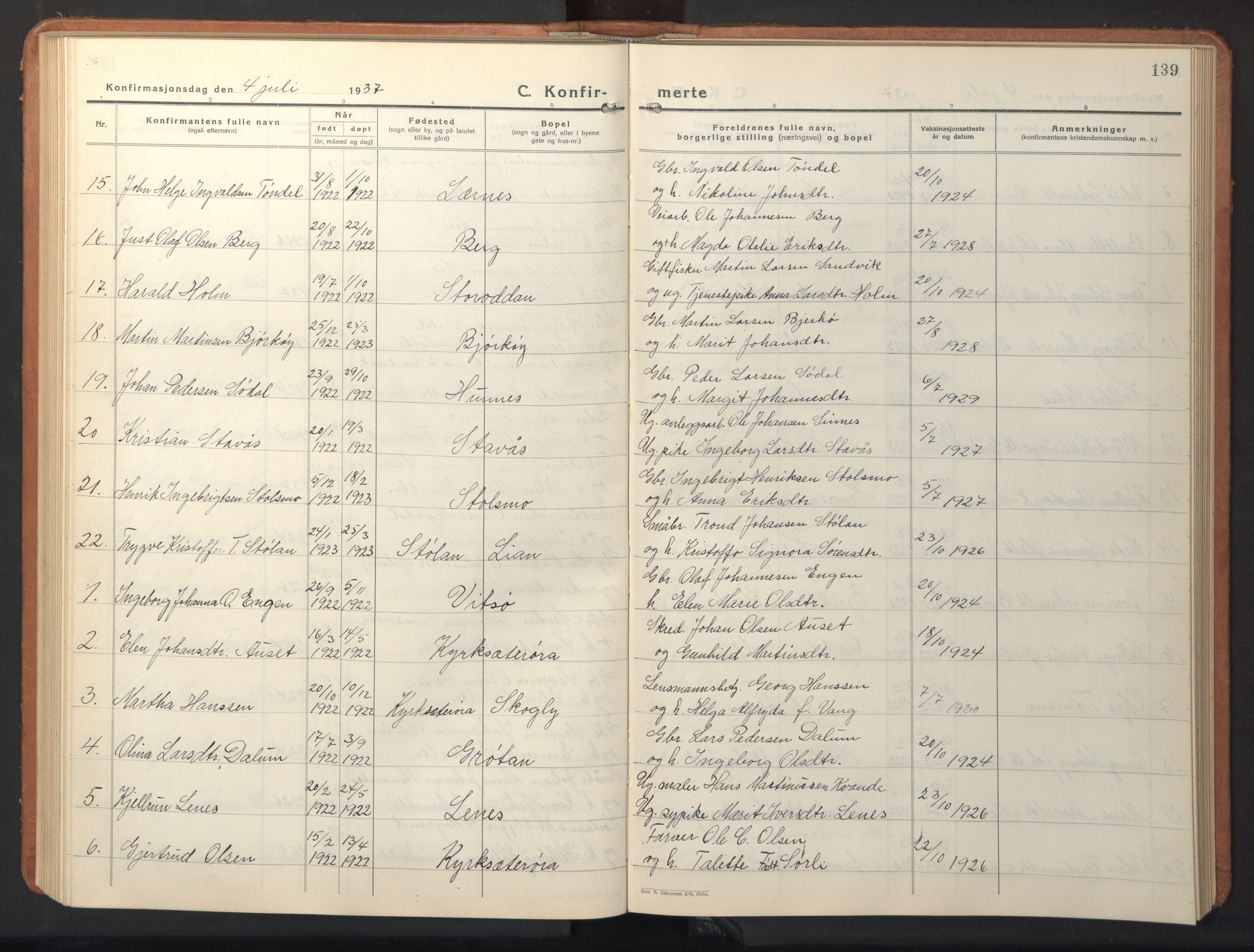 Ministerialprotokoller, klokkerbøker og fødselsregistre - Sør-Trøndelag, SAT/A-1456/630/L0508: Klokkerbok nr. 630C06, 1933-1950, s. 139