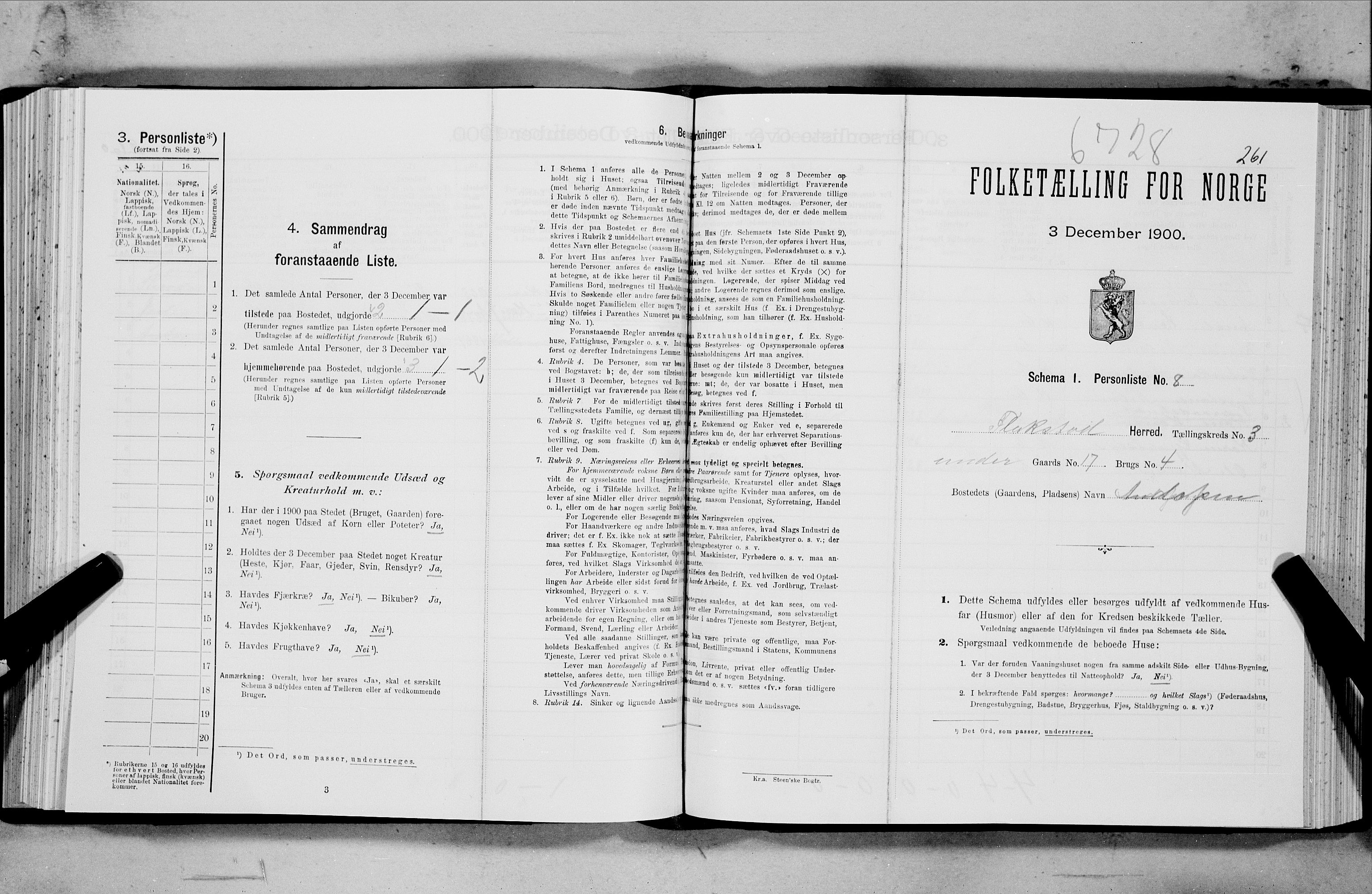 SAT, Folketelling 1900 for 1859 Flakstad herred, 1900, s. 281