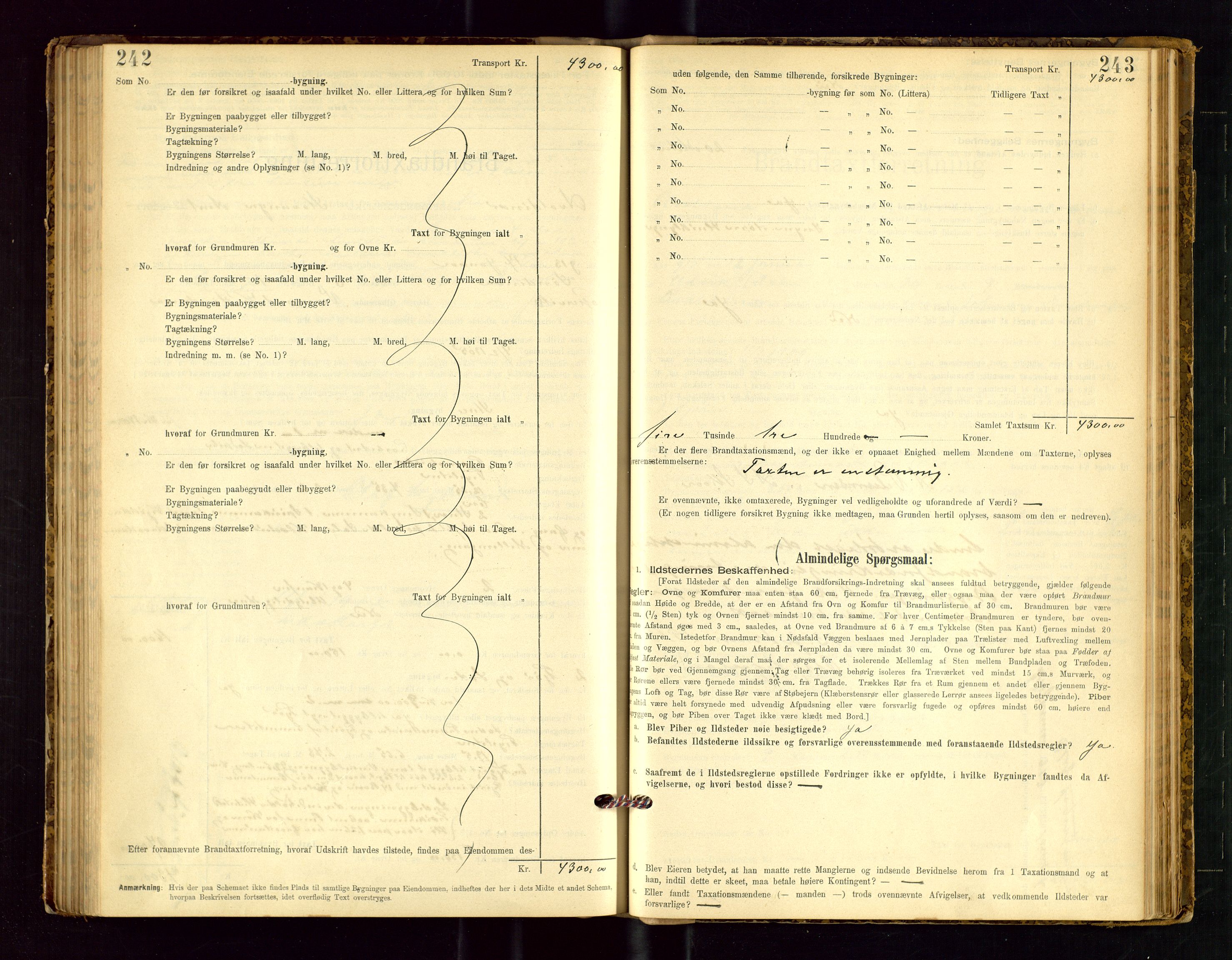 Avaldsnes lensmannskontor, AV/SAST-A-100286/Gob/L0001: "Brandtaxationsprotokol for Avaldsnes Lensmandsdistrikt Ryfylke Fogderi", 1894-1925, s. 242-243