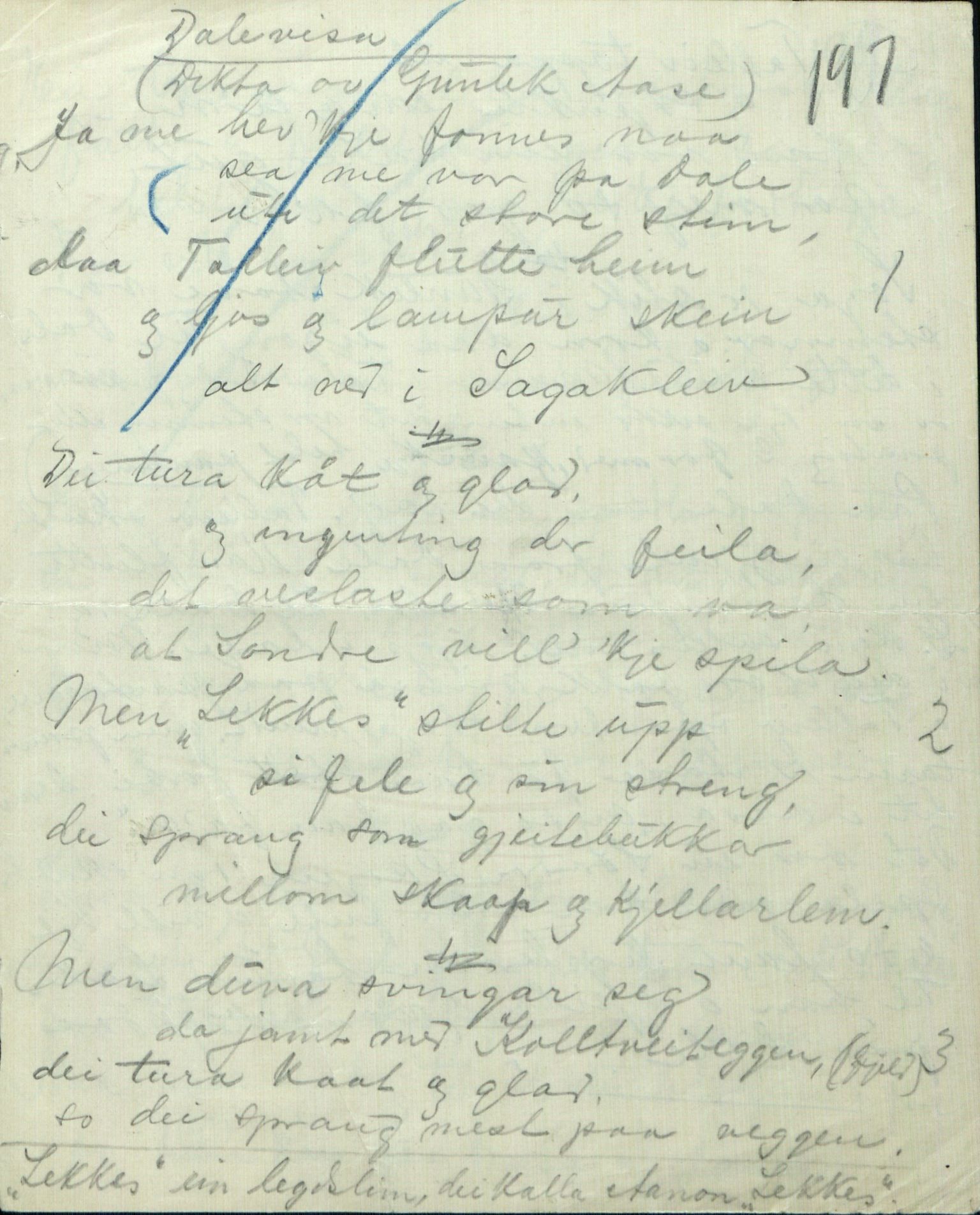 Rikard Berge, TEMU/TGM-A-1003/F/L0005/0002: 160-200 / 161 Oppskrifter av Rikard Berge, Aanund Olsnes m.fl. , 1905-1929, s. 197