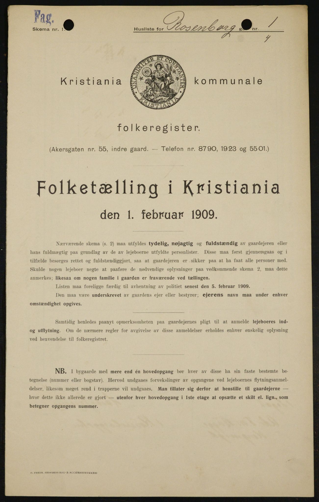 OBA, Kommunal folketelling 1.2.1909 for Kristiania kjøpstad, 1909, s. 75590