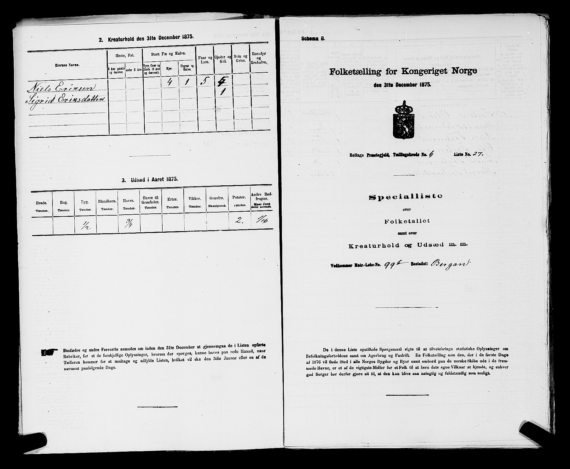 SAKO, Folketelling 1875 for 0632P Rollag prestegjeld, 1875, s. 375