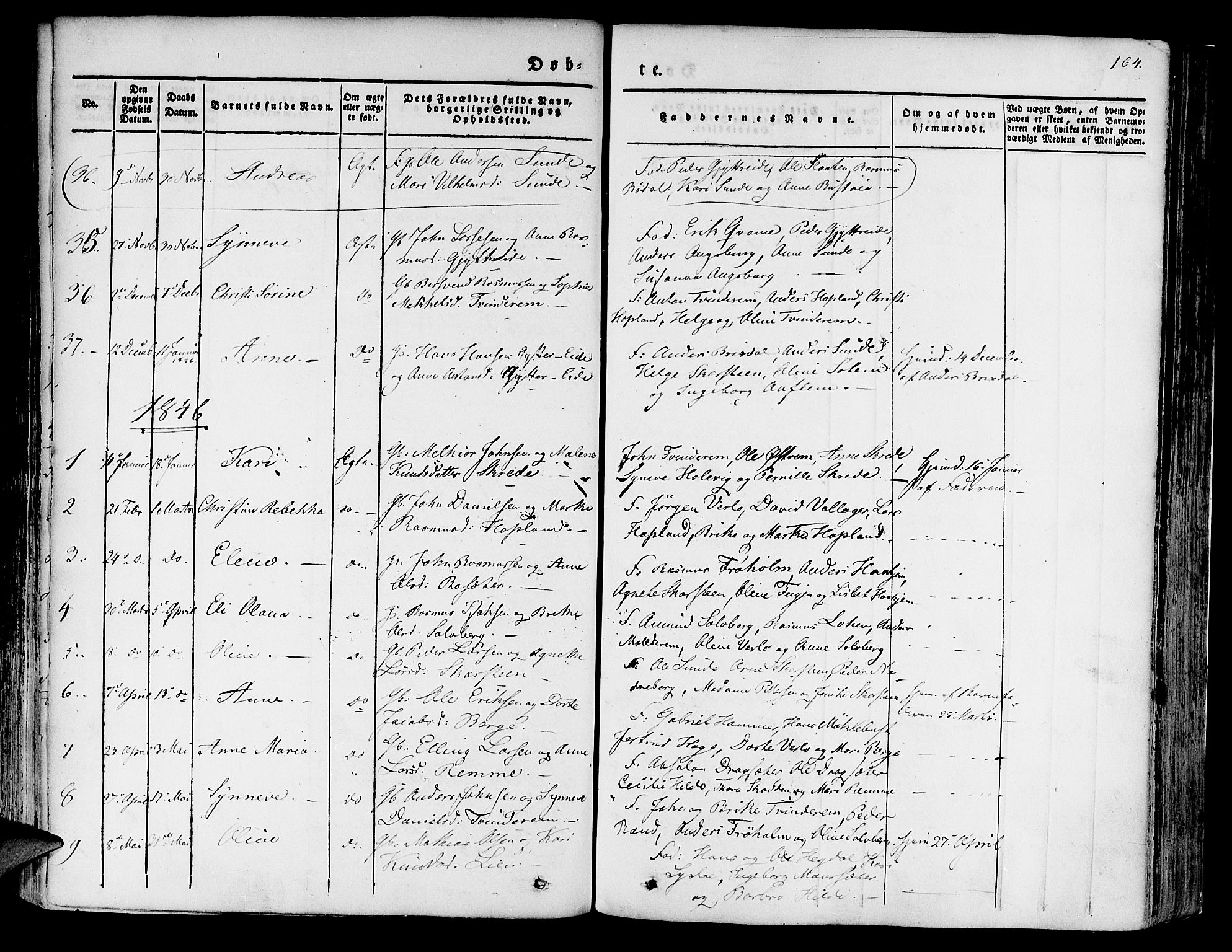 Innvik sokneprestembete, AV/SAB-A-80501: Ministerialbok nr. A 4I, 1831-1846, s. 164