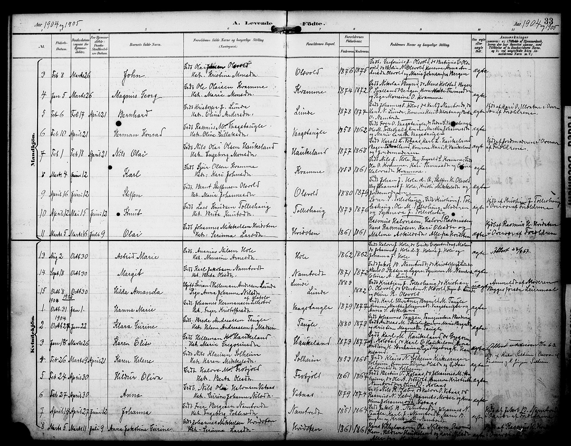 Manger sokneprestembete, AV/SAB-A-76801/H/Haa: Ministerialbok nr. D 2, 1894-1908, s. 33