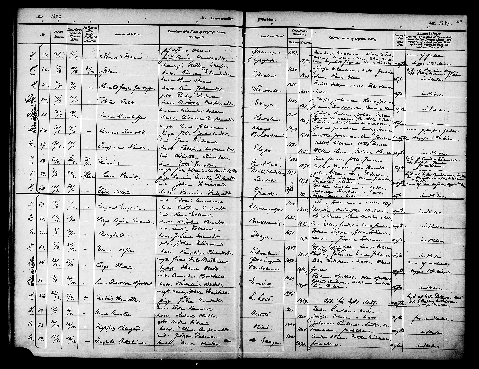 Ministerialprotokoller, klokkerbøker og fødselsregistre - Nordland, AV/SAT-A-1459/834/L0508: Ministerialbok nr. 834A06, 1892-1901, s. 39