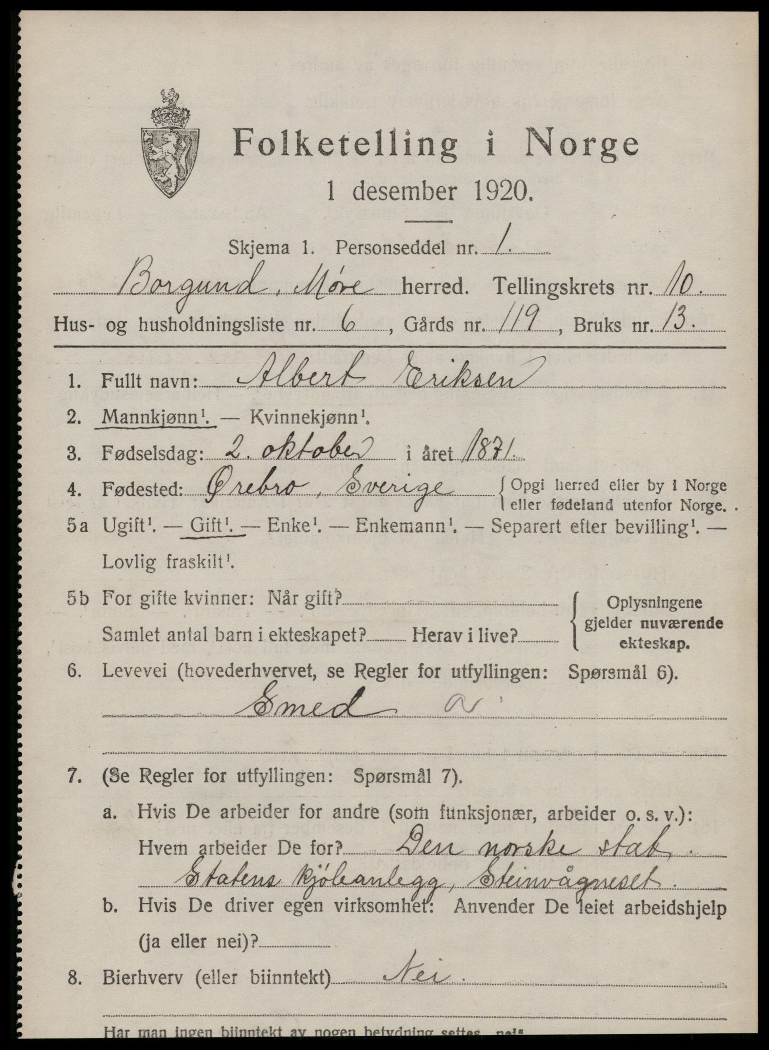 SAT, Folketelling 1920 for 1531 Borgund herred, 1920, s. 9166