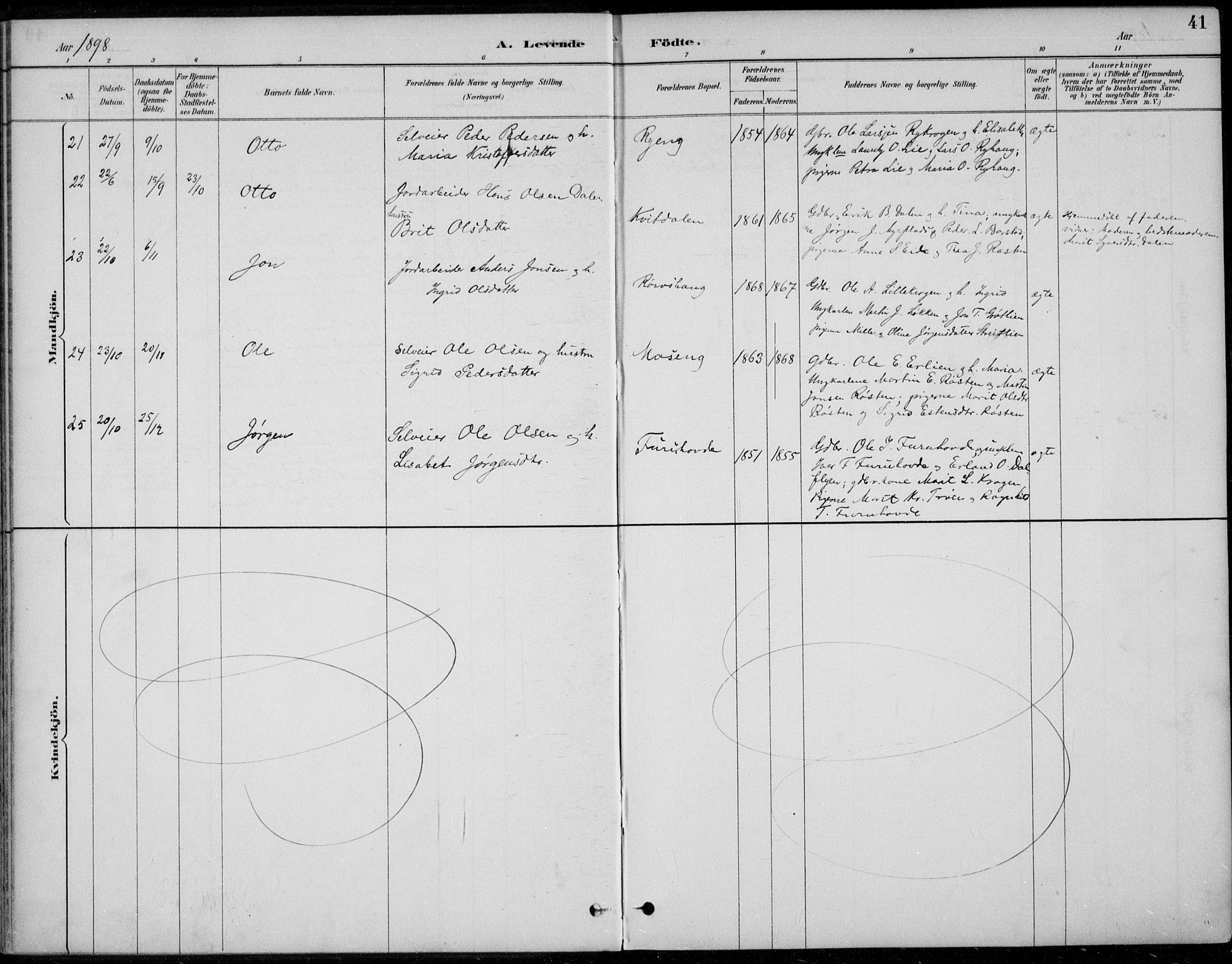 Alvdal prestekontor, AV/SAH-PREST-060/H/Ha/Haa/L0003: Ministerialbok nr. 3, 1886-1912, s. 41