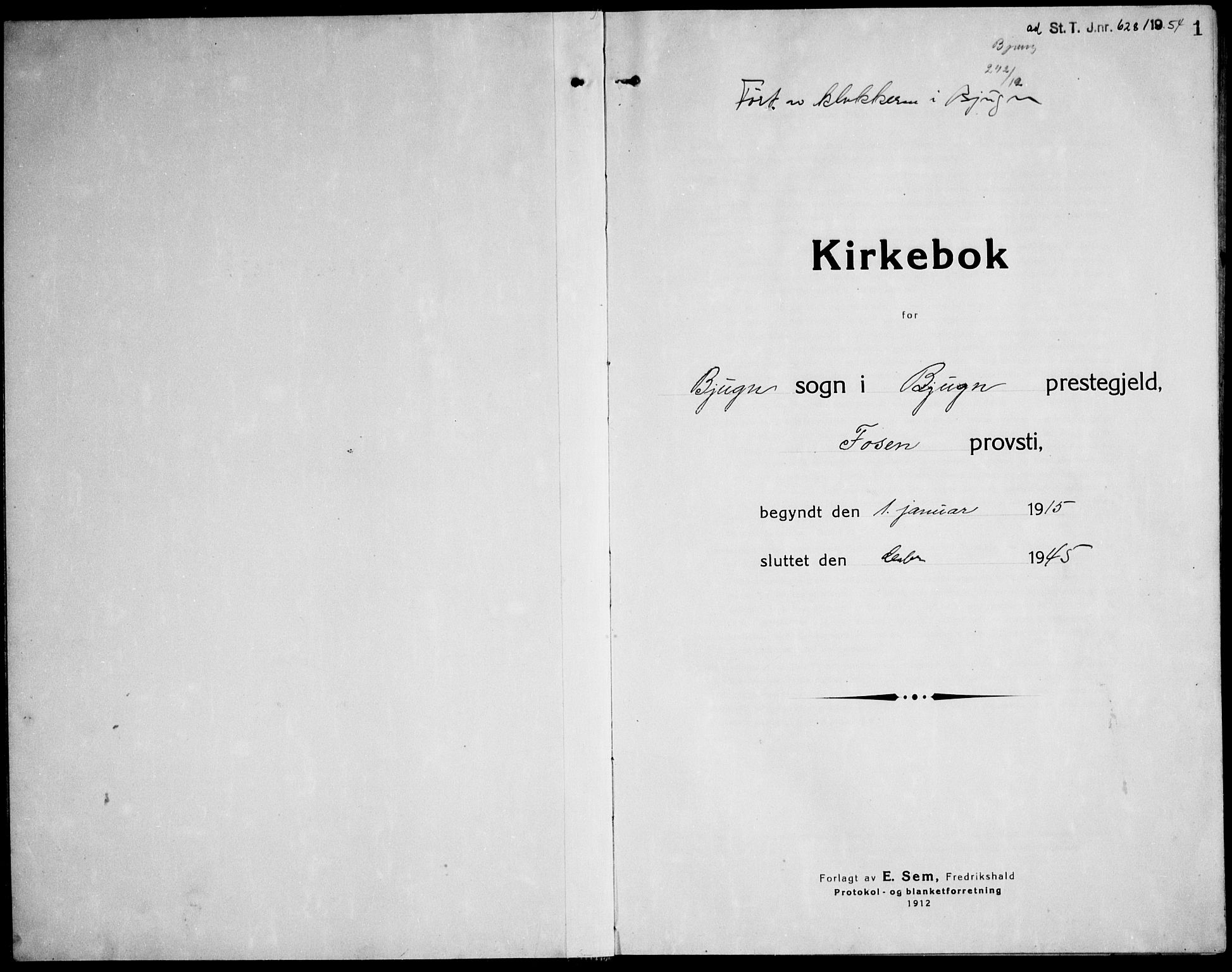 Ministerialprotokoller, klokkerbøker og fødselsregistre - Sør-Trøndelag, SAT/A-1456/651/L0648: Klokkerbok nr. 651C02, 1915-1945, s. 1