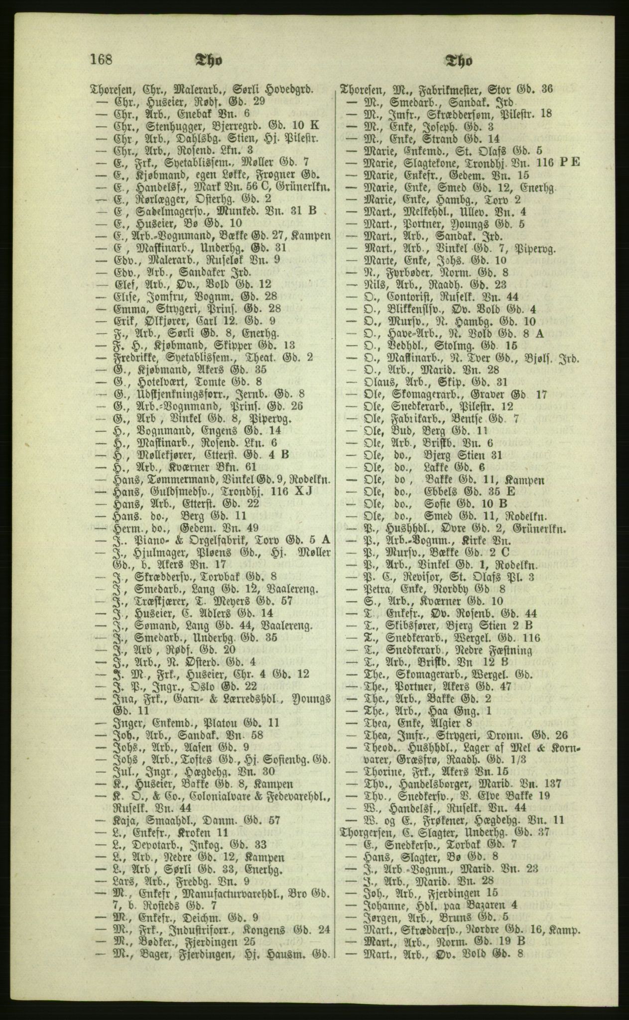 Kristiania/Oslo adressebok, PUBL/-, 1879, s. 168
