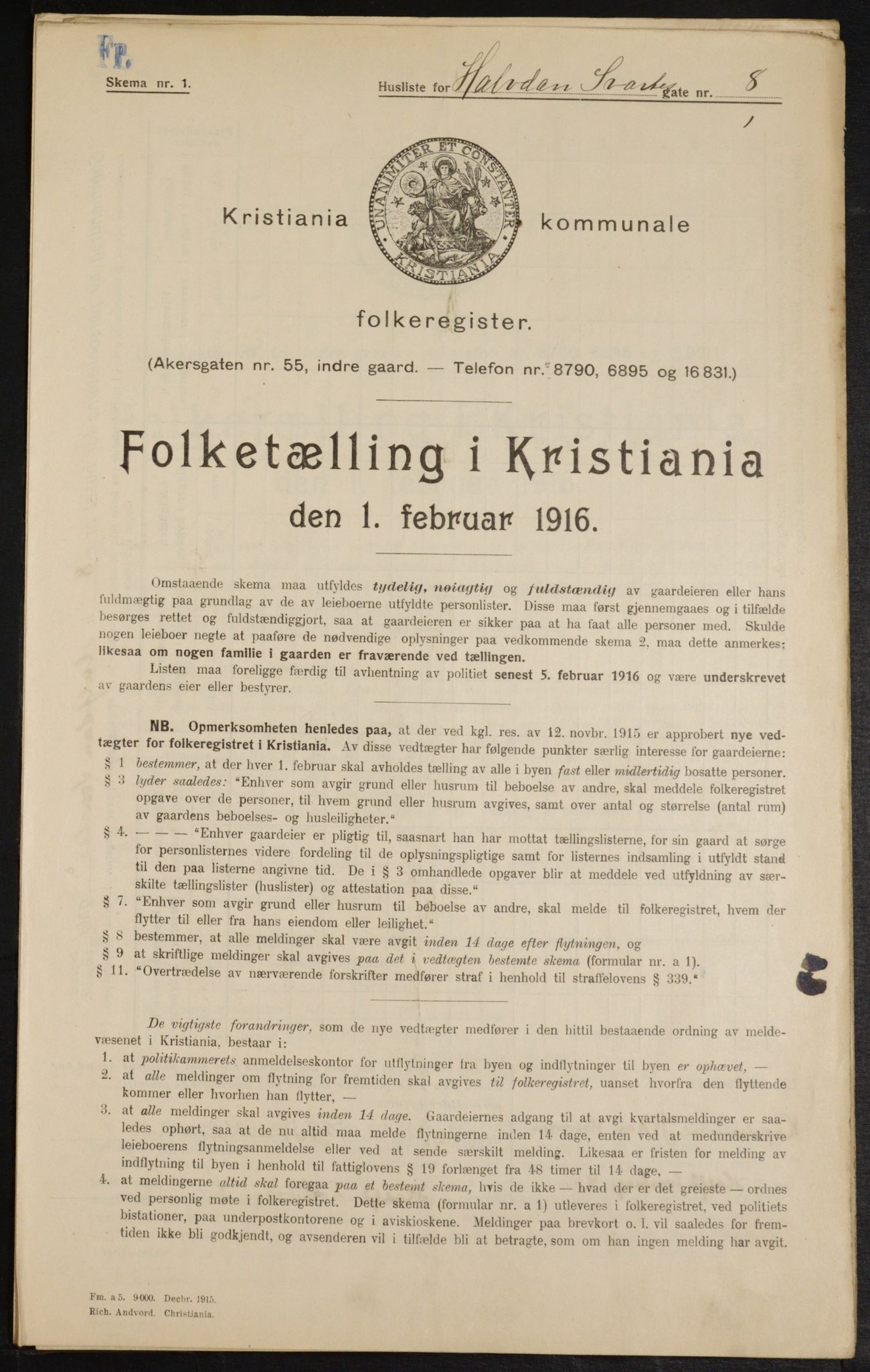 OBA, Kommunal folketelling 1.2.1916 for Kristiania, 1916, s. 34705