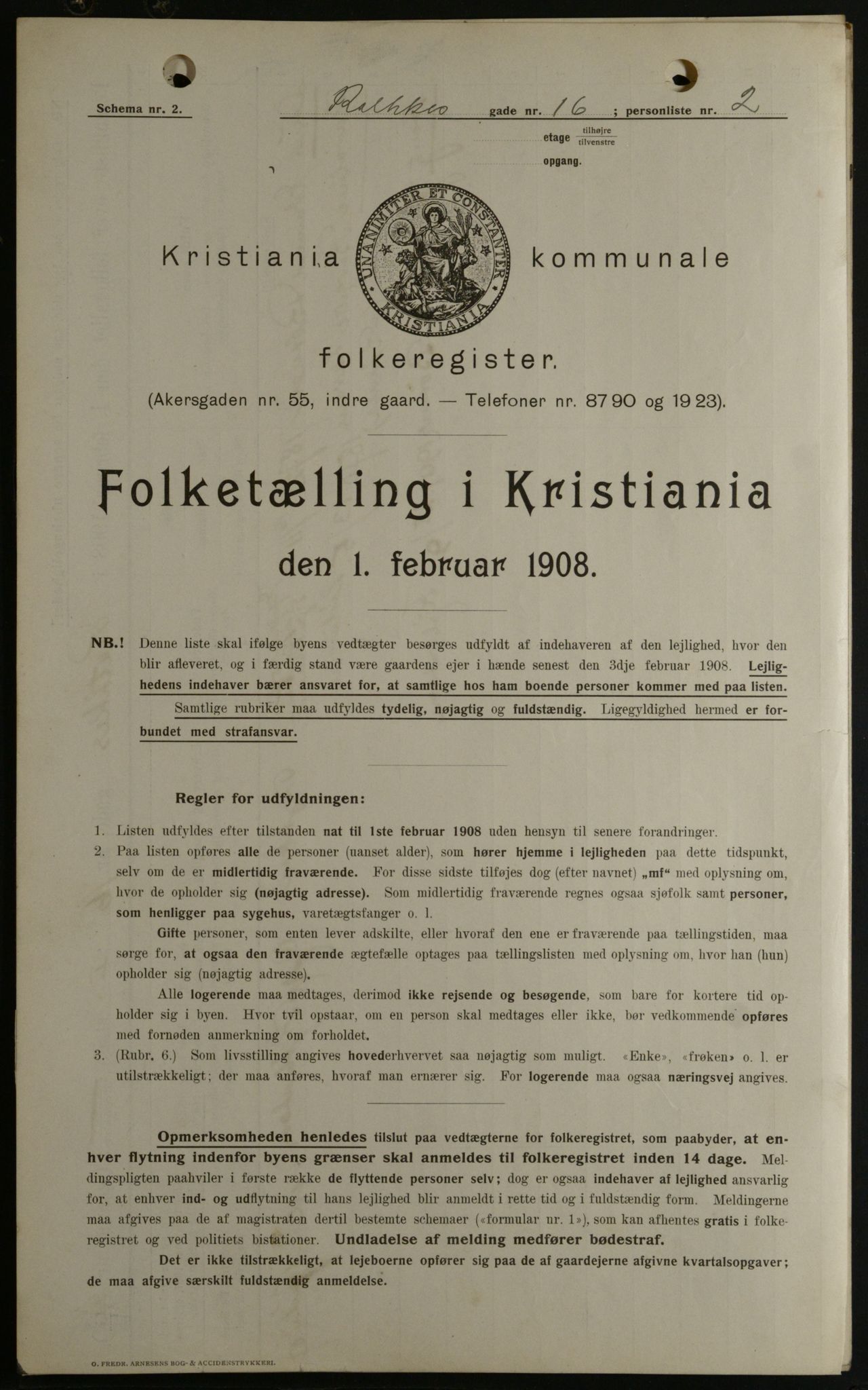 OBA, Kommunal folketelling 1.2.1908 for Kristiania kjøpstad, 1908, s. 74235
