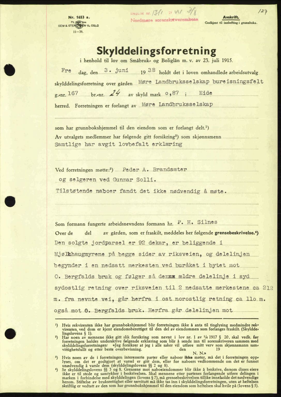 Nordmøre sorenskriveri, SAT/A-4132/1/2/2Ca: Pantebok nr. A98, 1944-1944, Dagboknr: 1311/1944