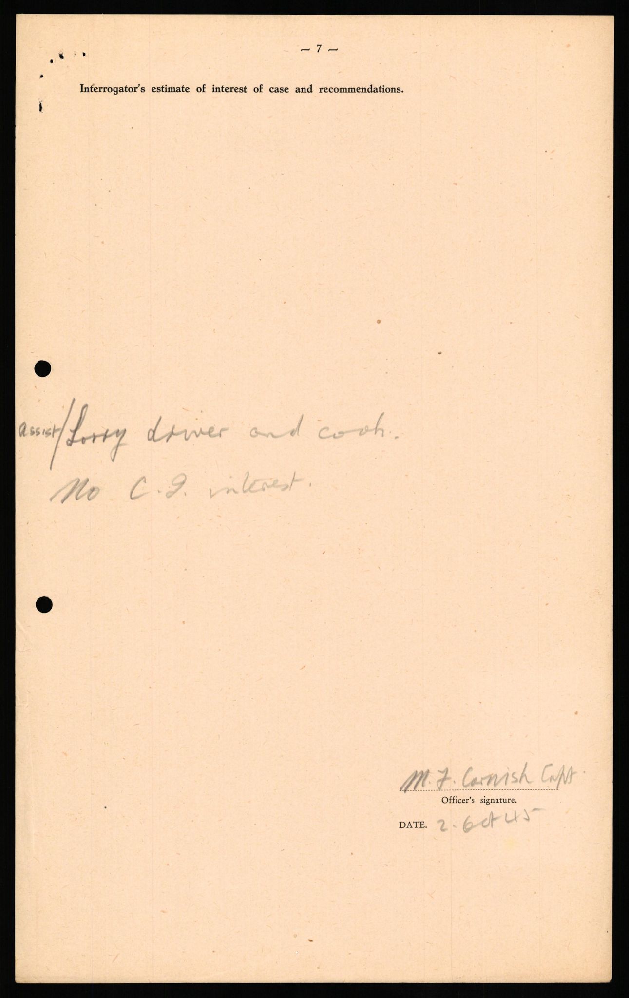 Forsvaret, Forsvarets overkommando II, AV/RA-RAFA-3915/D/Db/L0023: CI Questionaires. Tyske okkupasjonsstyrker i Norge. Tyskere., 1945-1946, s. 419