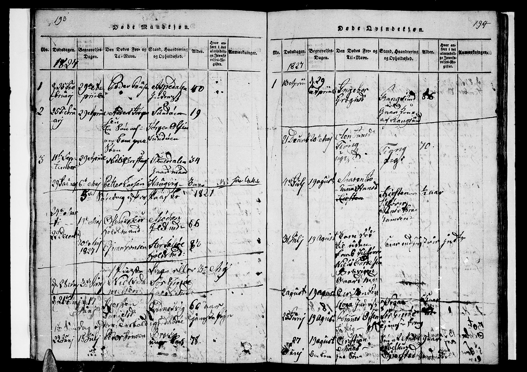 Ministerialprotokoller, klokkerbøker og fødselsregistre - Nordland, SAT/A-1459/841/L0616: Klokkerbok nr. 841C01 /1, 1820-1832, s. 193-194