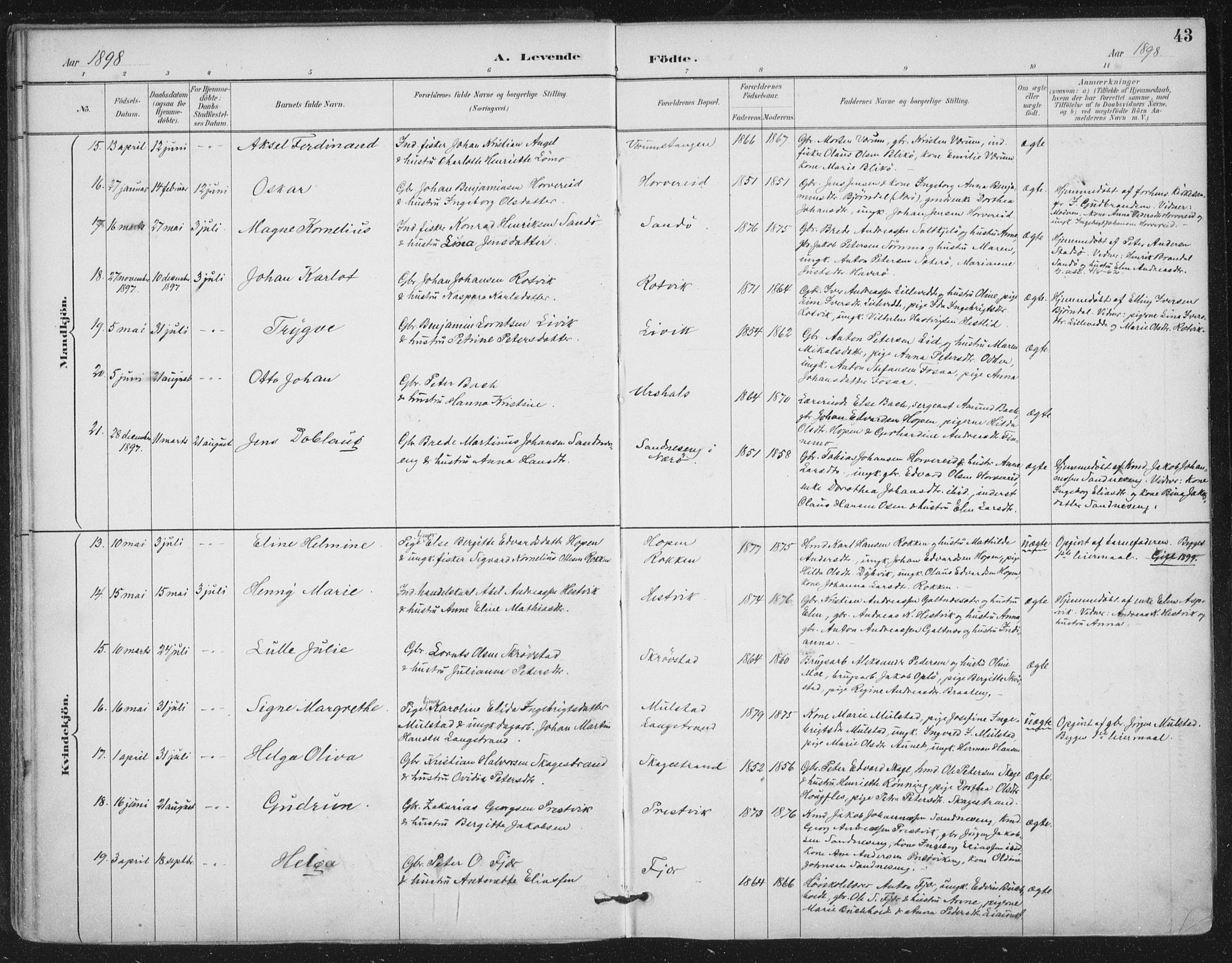 Ministerialprotokoller, klokkerbøker og fødselsregistre - Nord-Trøndelag, SAT/A-1458/780/L0644: Ministerialbok nr. 780A08, 1886-1903, s. 43